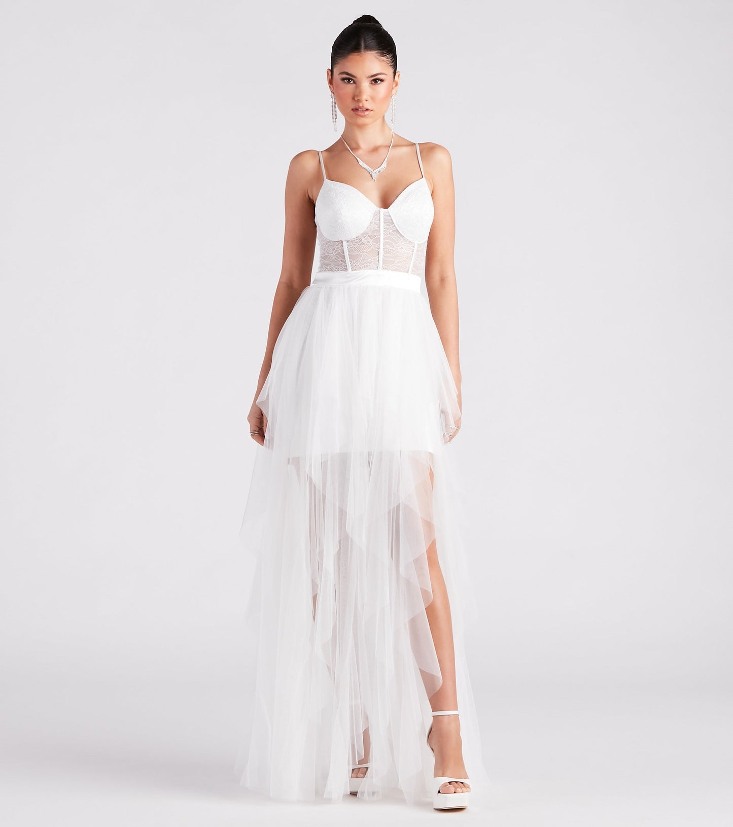 Ashlie Formal Lace Corset Ruffled Dress