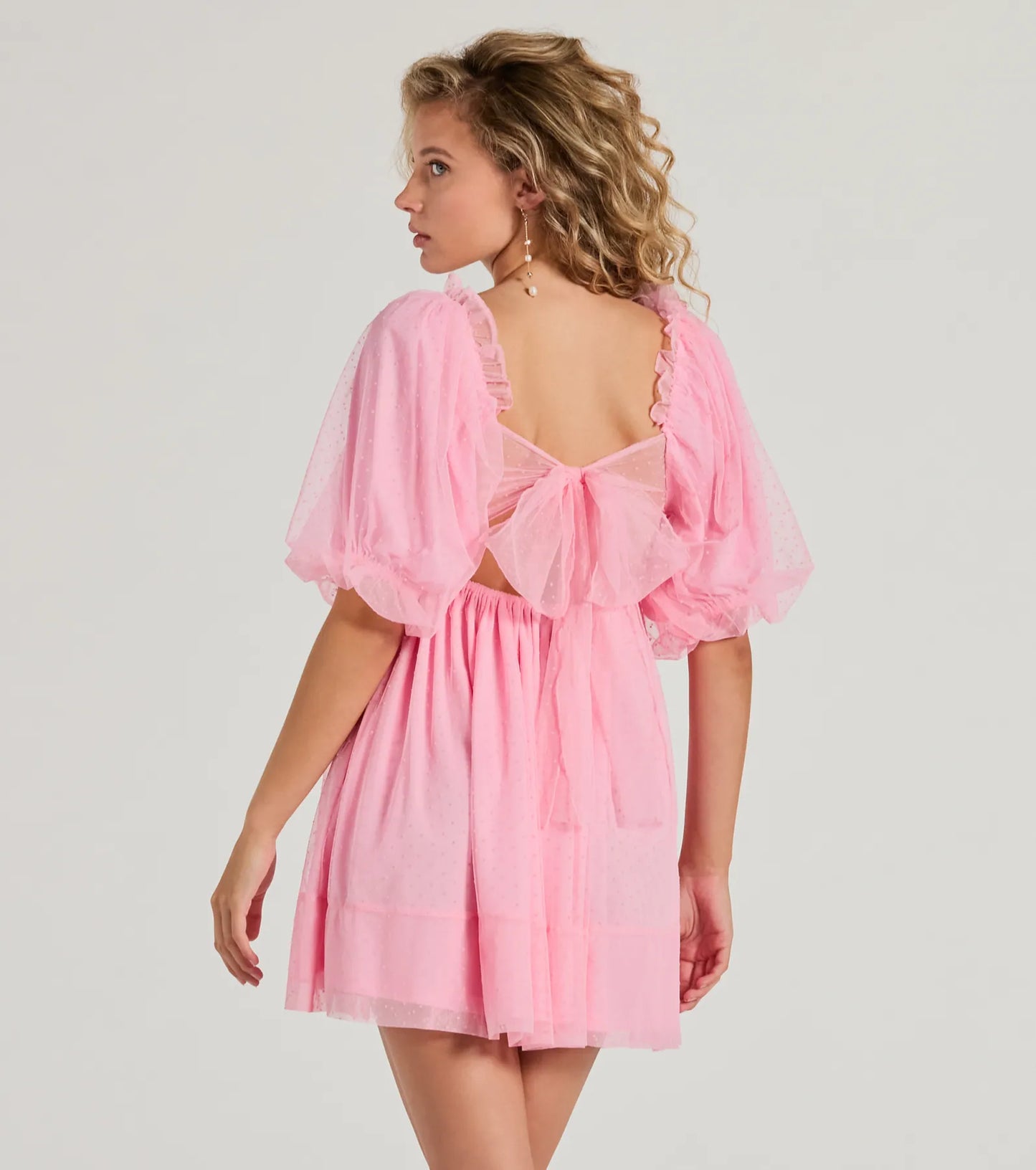 Whimsical Muse Chiffon Swiss Dot Skater Dress