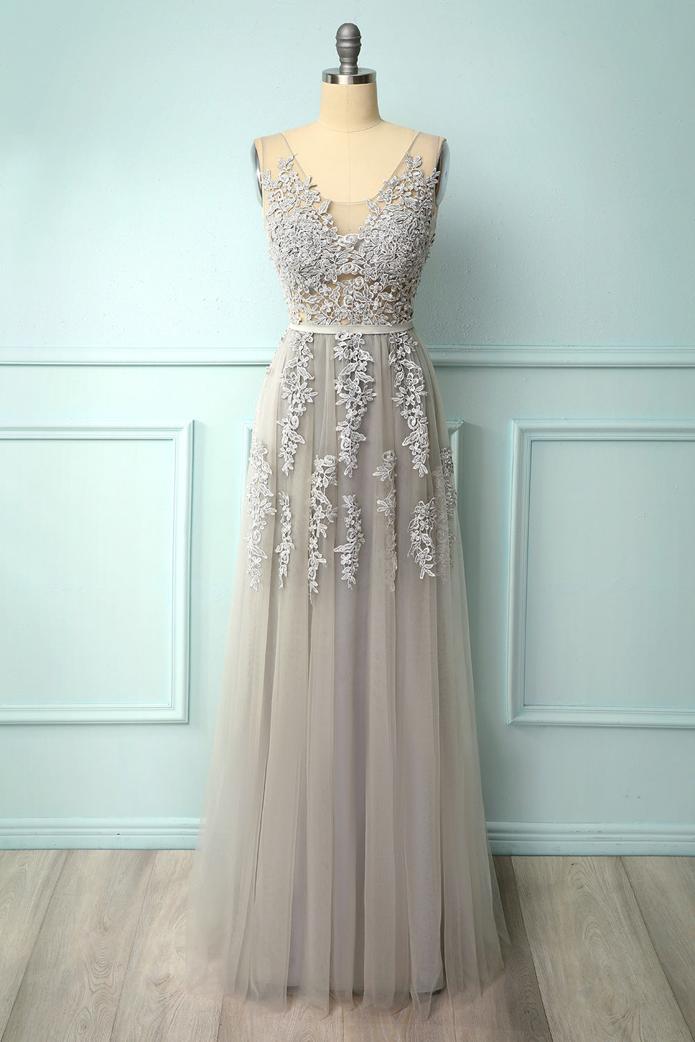 Appliques Long Prom Dress