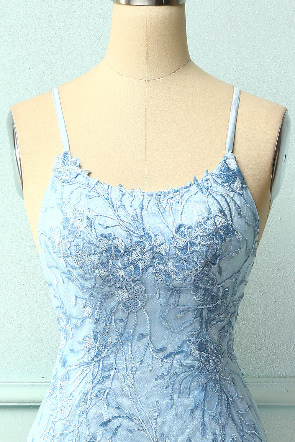 Light Blue Tight Homecoming Dress with Appliques