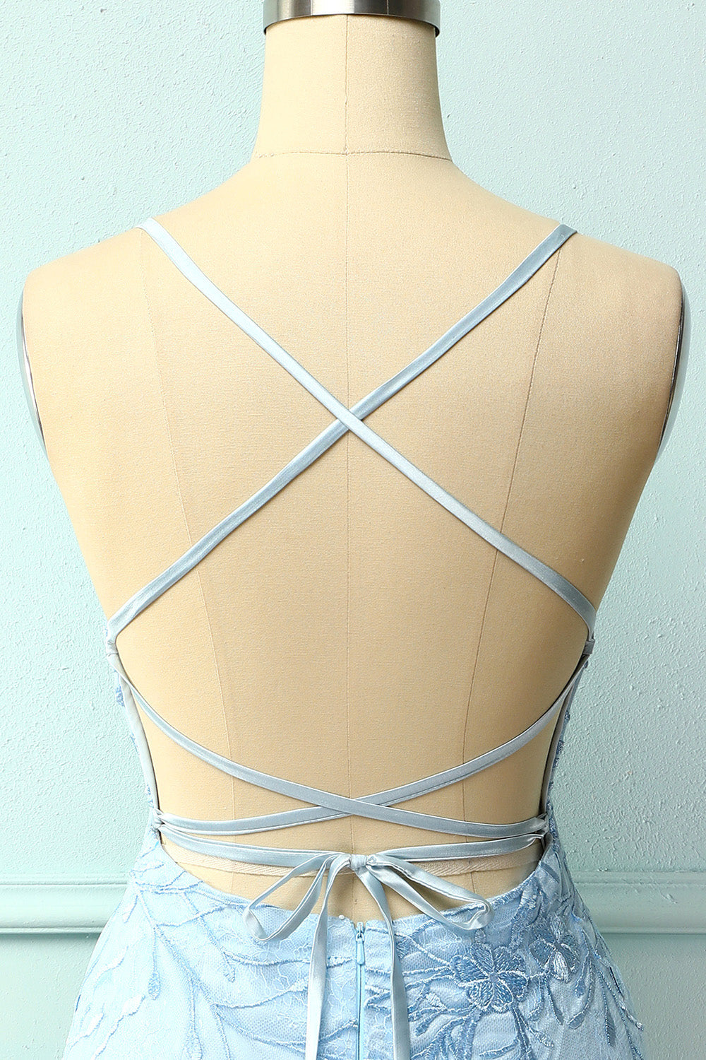 Light Blue Tight Homecoming Dress with Appliques