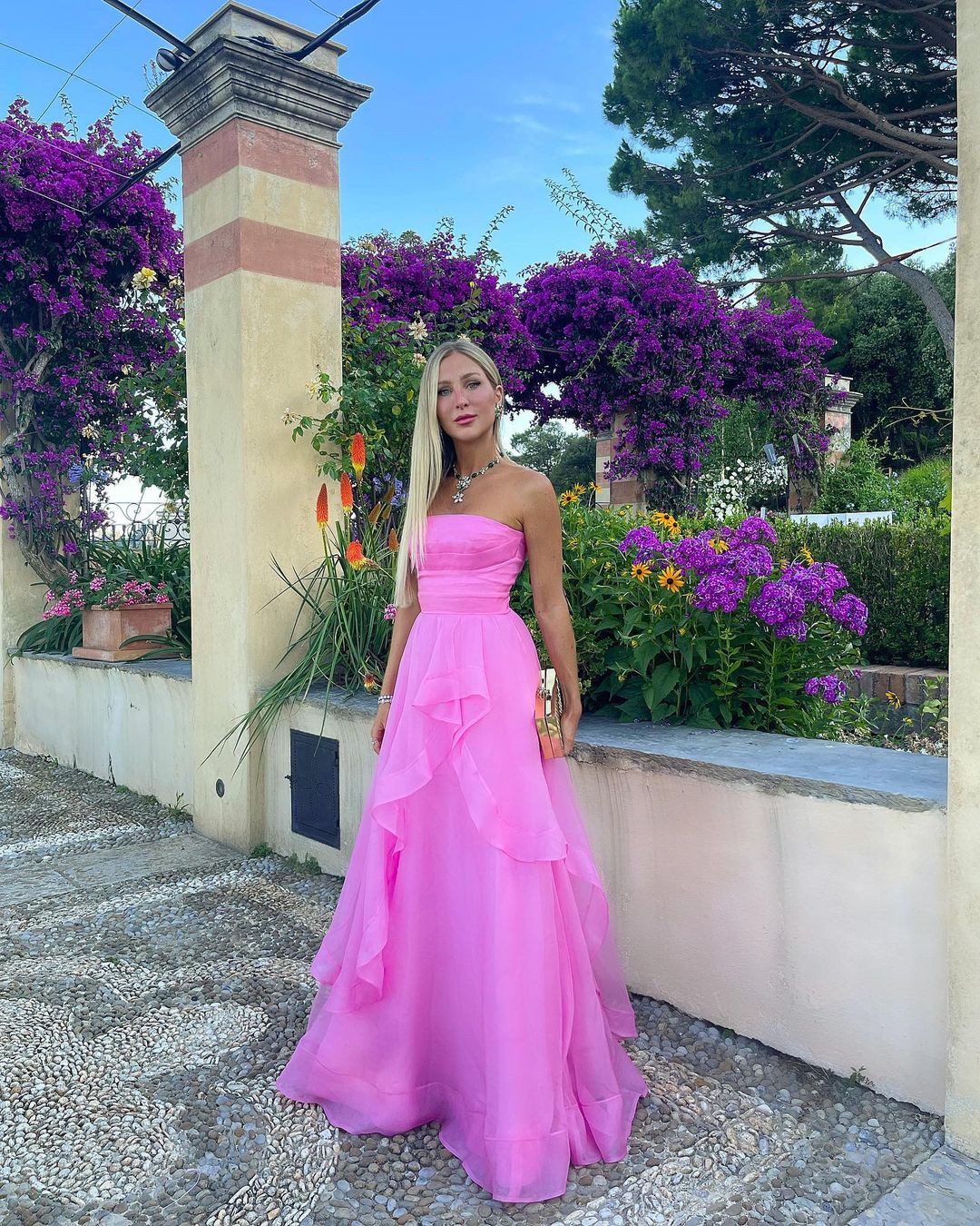 Elisa |Light Pink A Line Strapless Organza Prom Dress
