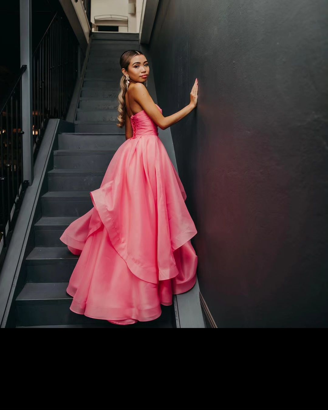 Elisa |Light Pink A Line Strapless Organza Prom Dress