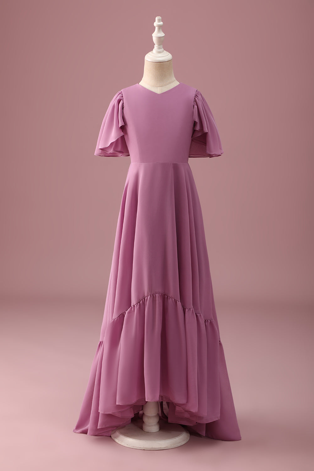 Vintage Mauve High-Low A-Line Junior Bridesmaid Dress