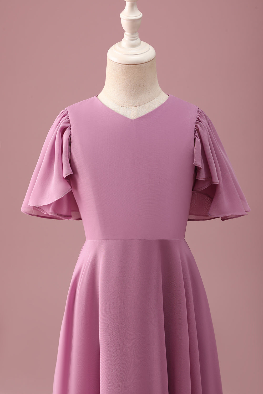 Vintage Mauve High-Low A-Line Junior Bridesmaid Dress