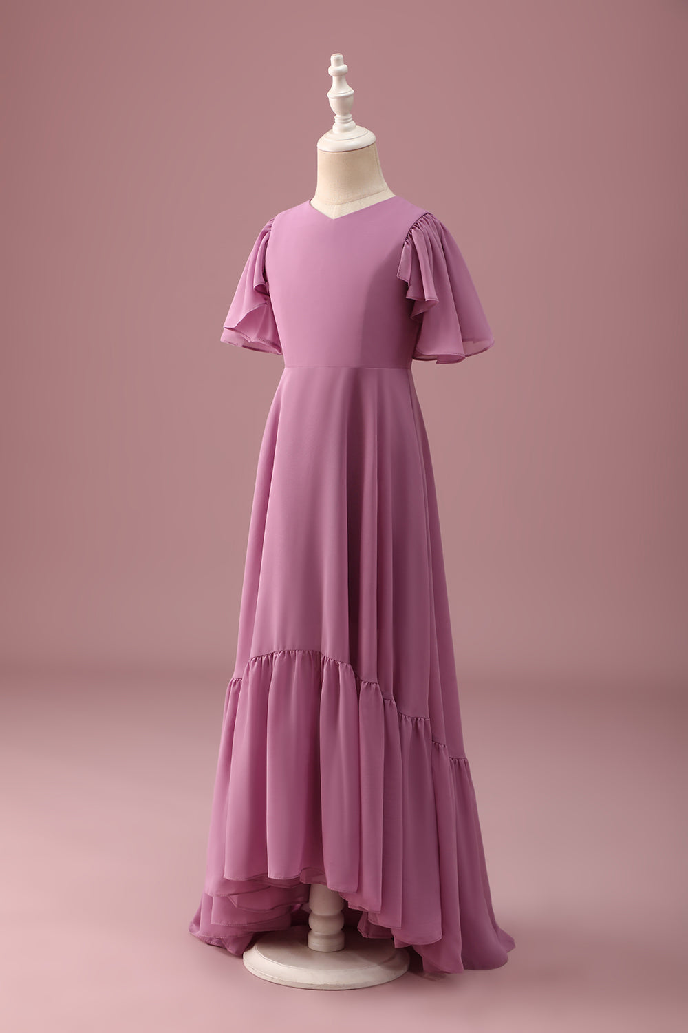 Vintage Mauve High-Low A-Line Junior Bridesmaid Dress
