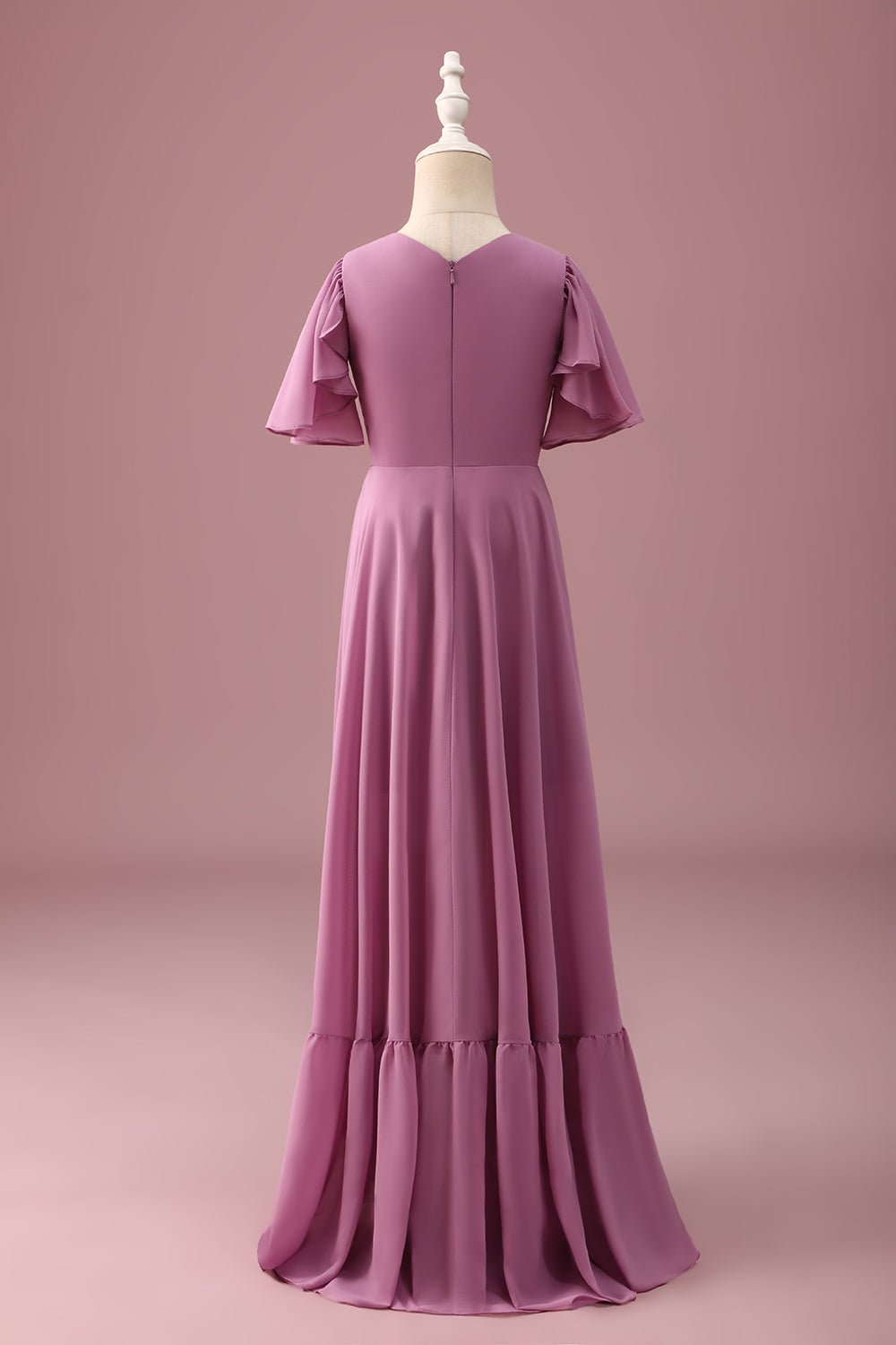 Vintage Mauve High-Low A-Line Junior Bridesmaid Dress