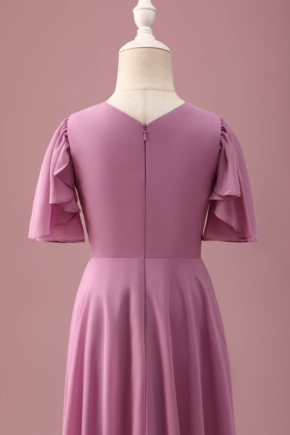 Vintage Mauve High-Low A-Line Junior Bridesmaid Dress