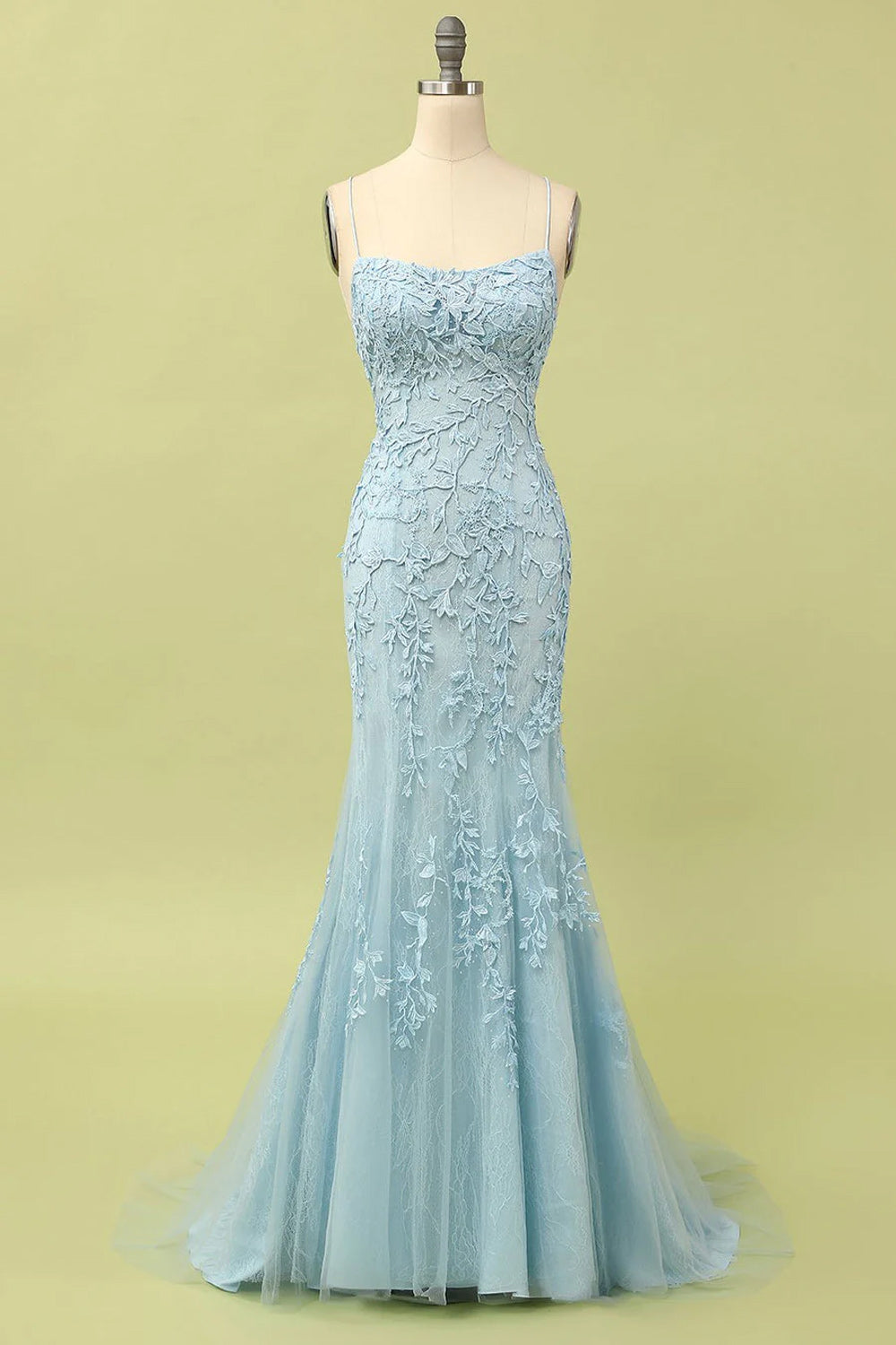 Mint Mermaid Long Prom Dress with Appliques