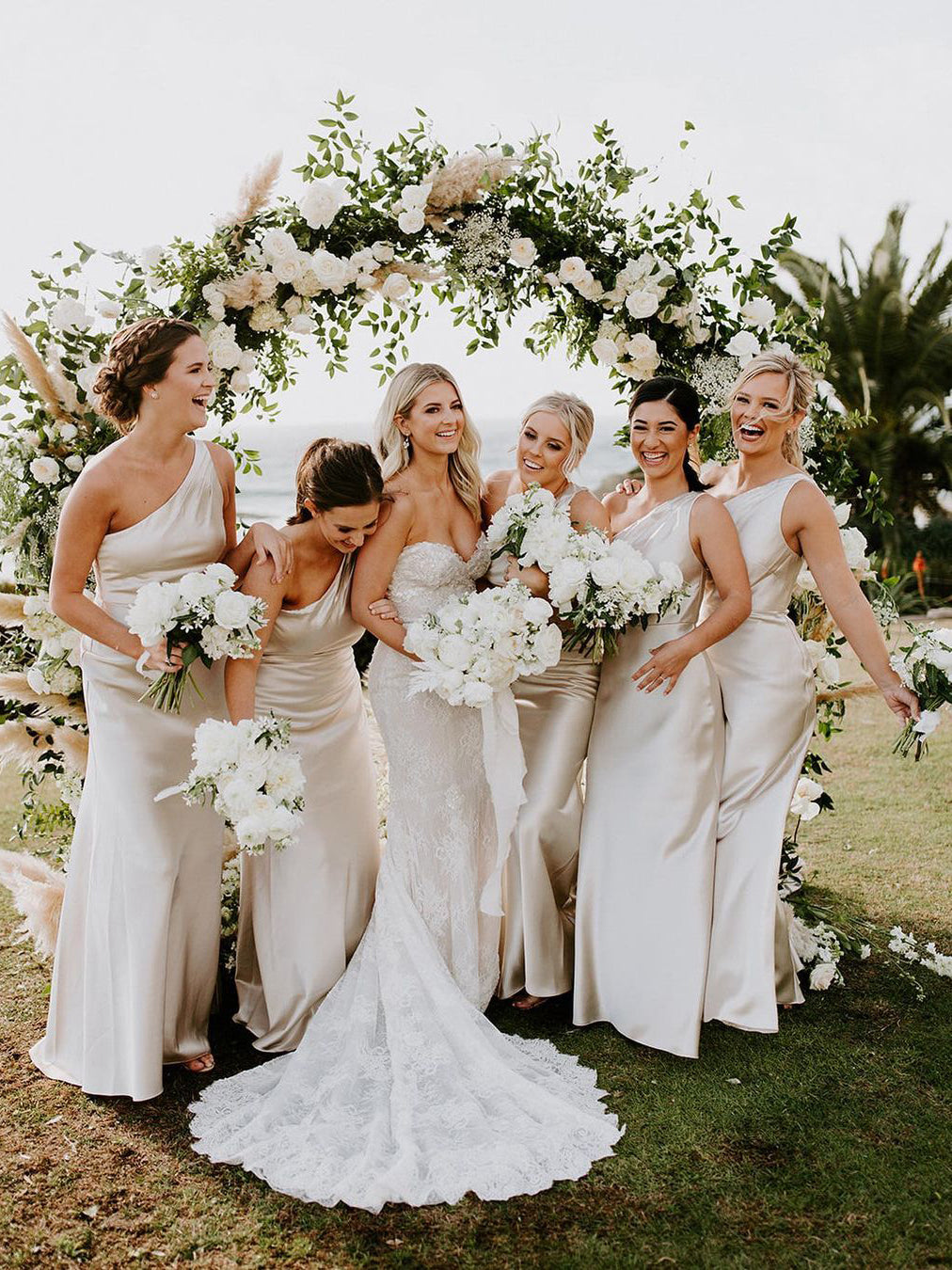 Chic Stretch Satin One Shoulder Sheath Bridesmaid Dresses