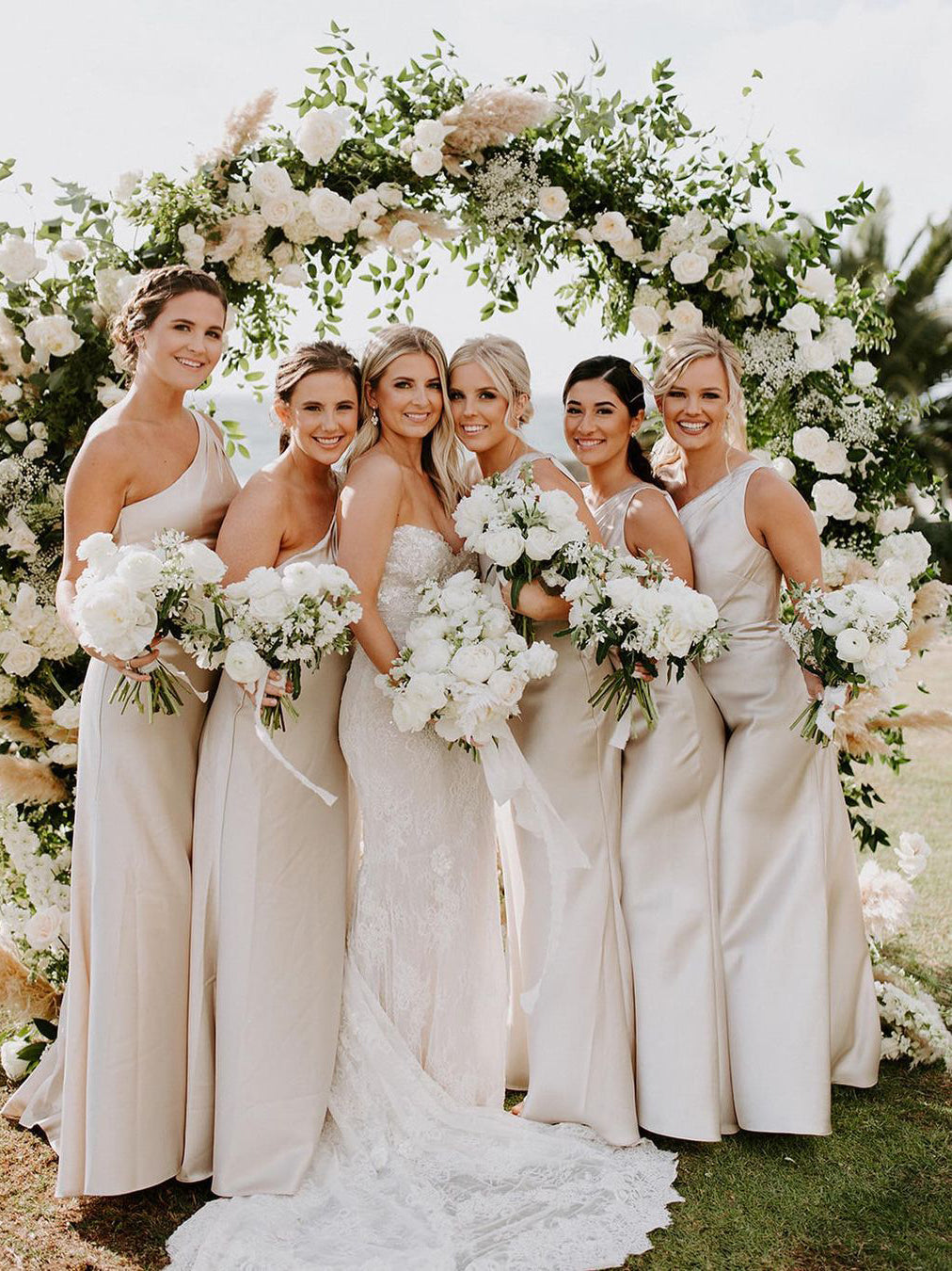 Chic Stretch Satin One Shoulder Sheath Bridesmaid Dresses