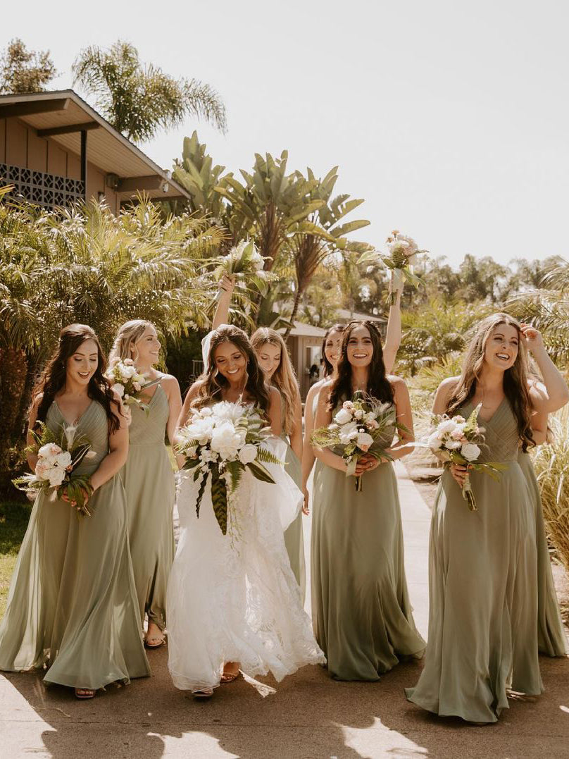 Fabulous Chiffon Spaghetti Straps Neckline Floor-length A-line Bridesmaid Dress