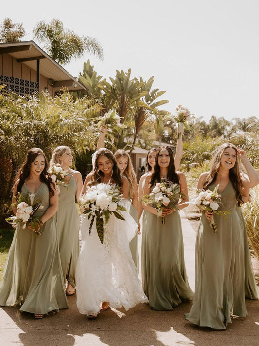 Fabulous Chiffon Spaghetti Straps Neckline Floor-length A-line Bridesmaid Dress