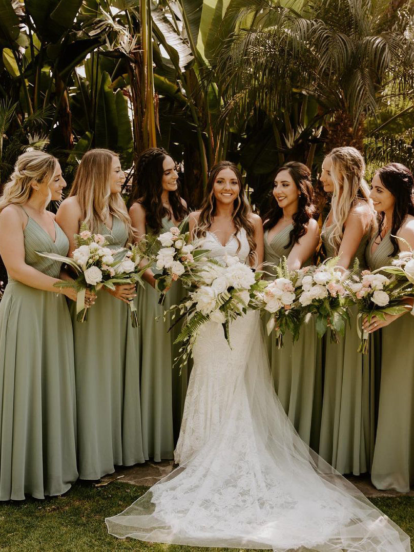 Fabulous Chiffon Spaghetti Straps Neckline Floor-length A-line Bridesmaid Dress