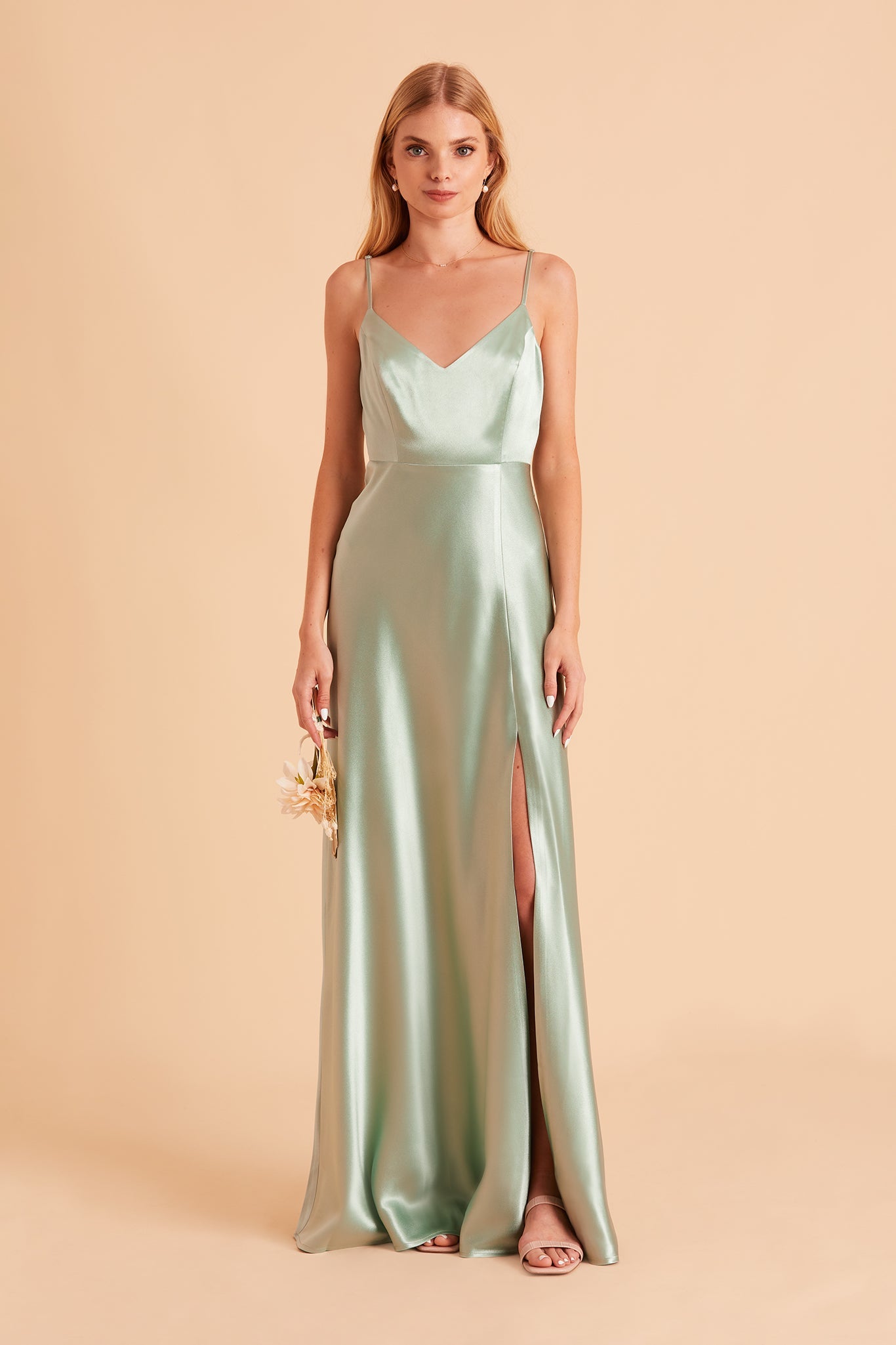 Jay Shiny Satin Dress - Sage