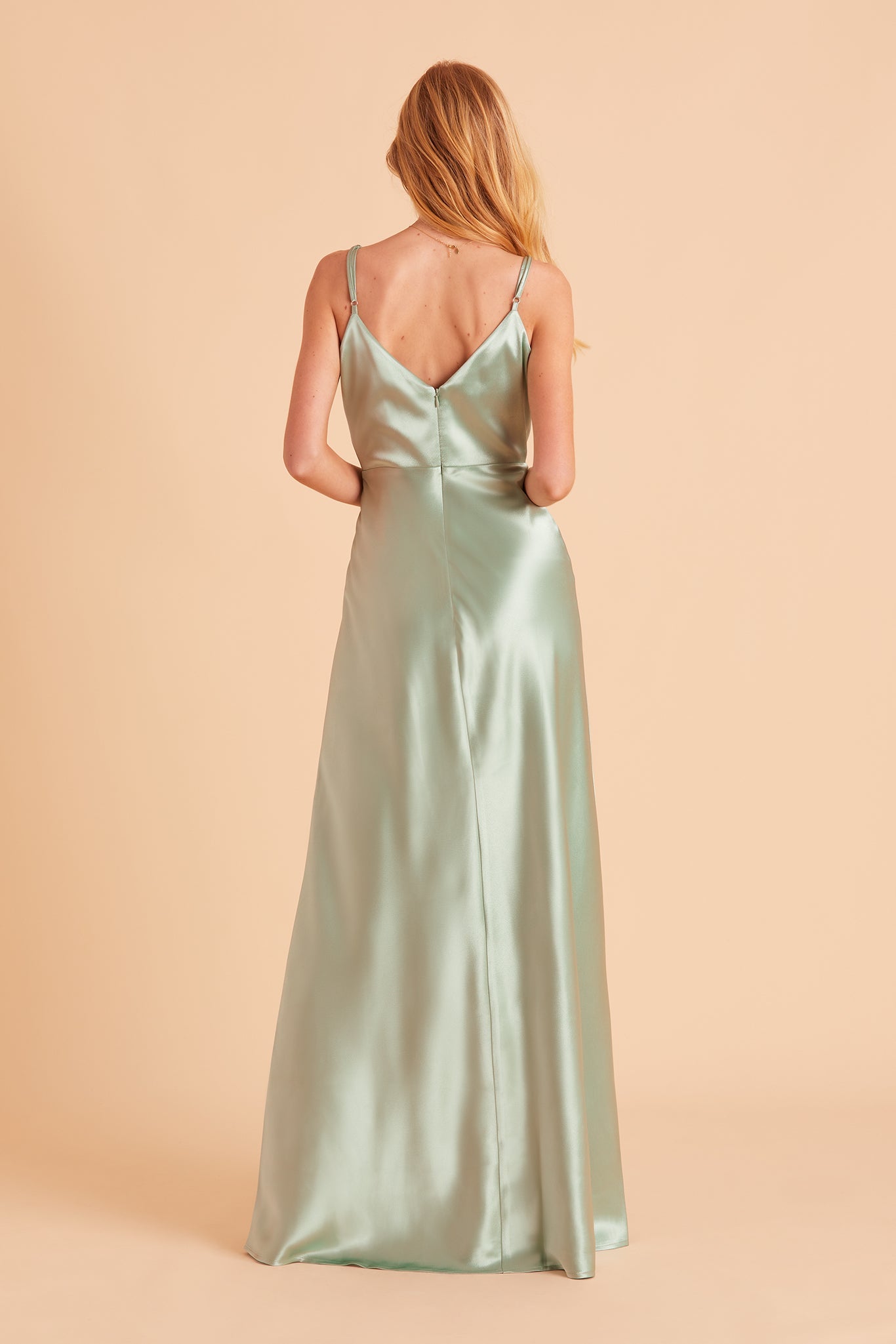 Jay Shiny Satin Dress - Sage