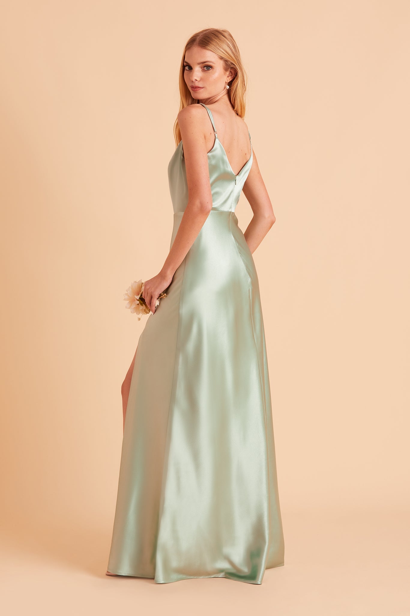 Jay Shiny Satin Dress - Sage