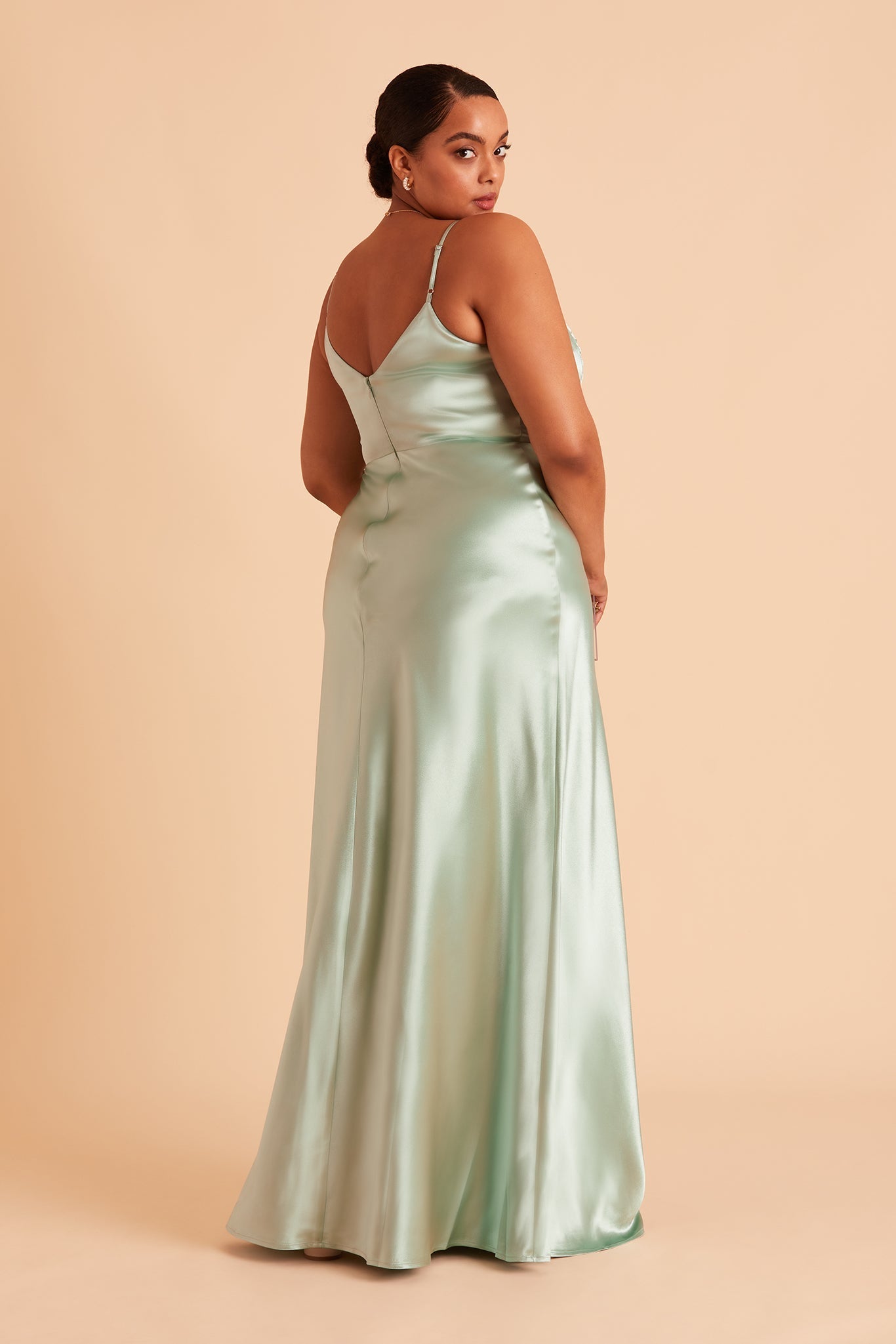 Jay Shiny Satin Dress - Sage