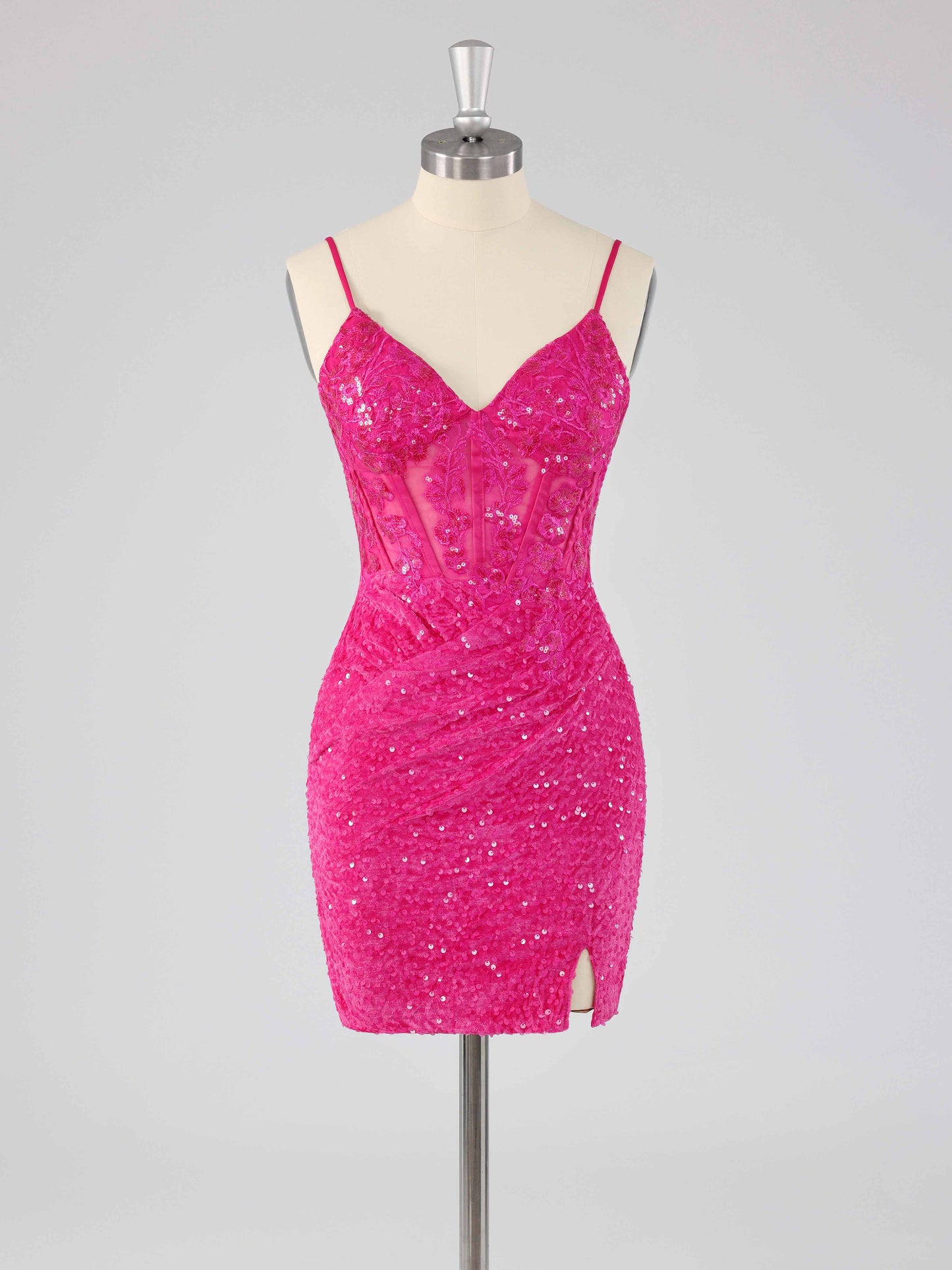 V-Neck Mini Sequin Homecoming Dresses with Slit