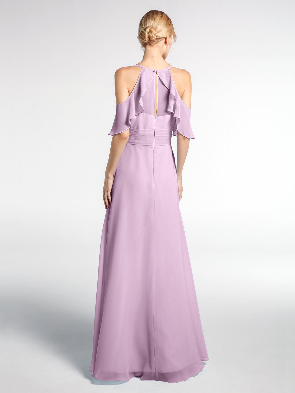 Spaghetti Strap Empire Ruffle Trimmed Sleeves Dress Wisteria