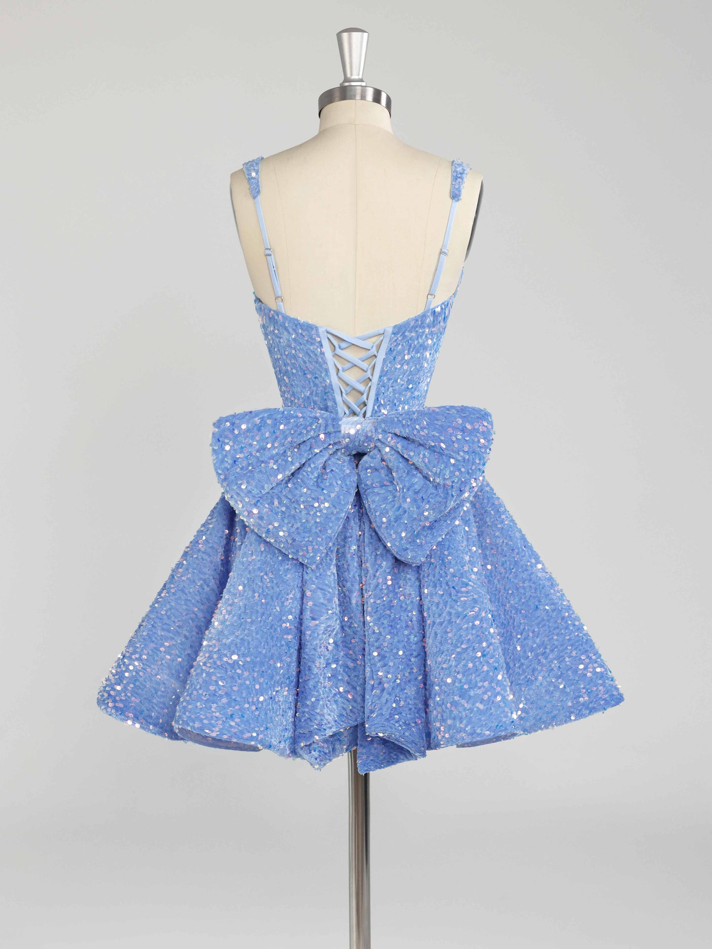 Calen A-Line Sparkly Sequin Short Homeocming Dresses With Bow