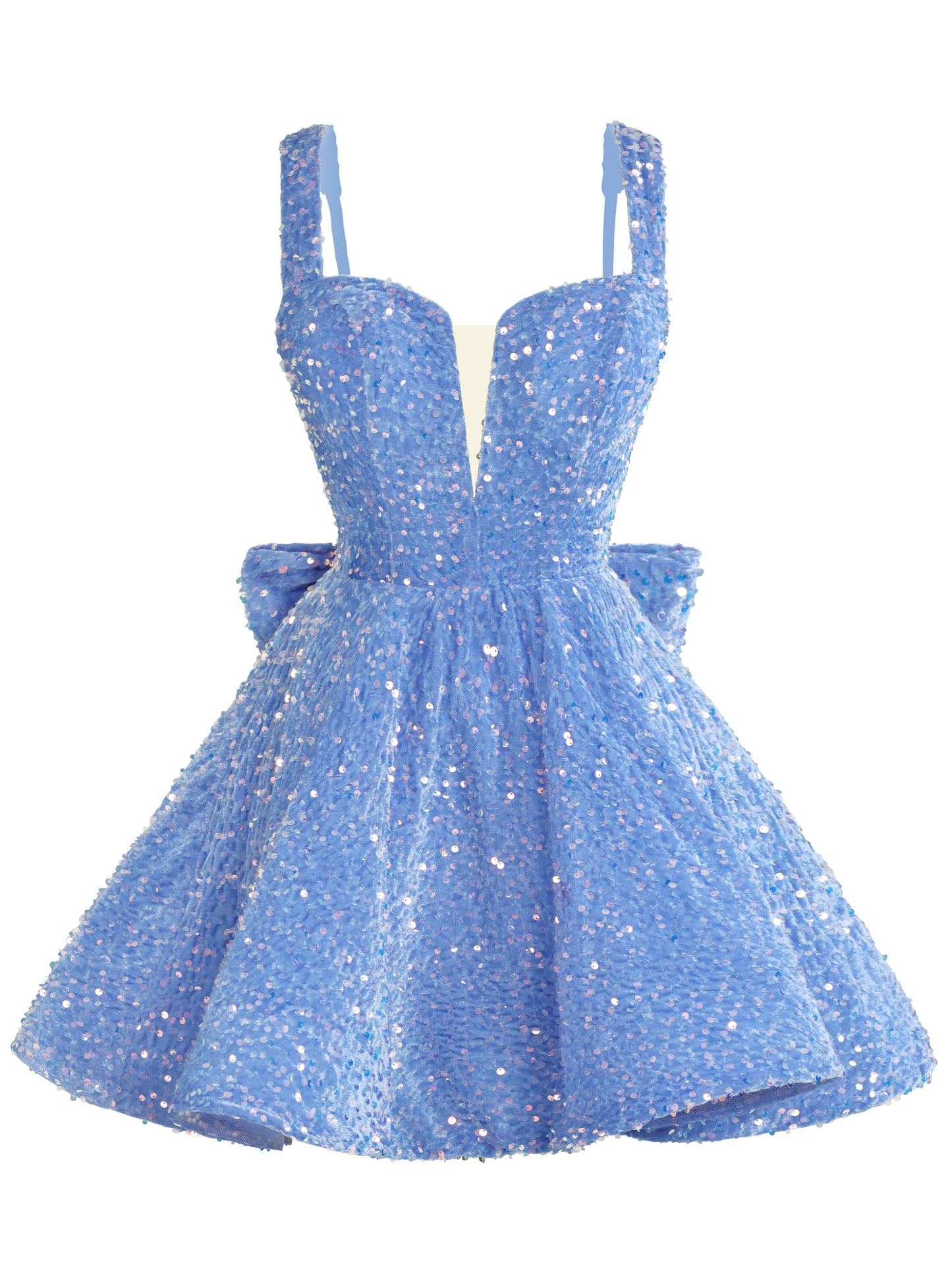 Calen A-Line Sparkly Sequin Short Homeocming Dresses With Bow