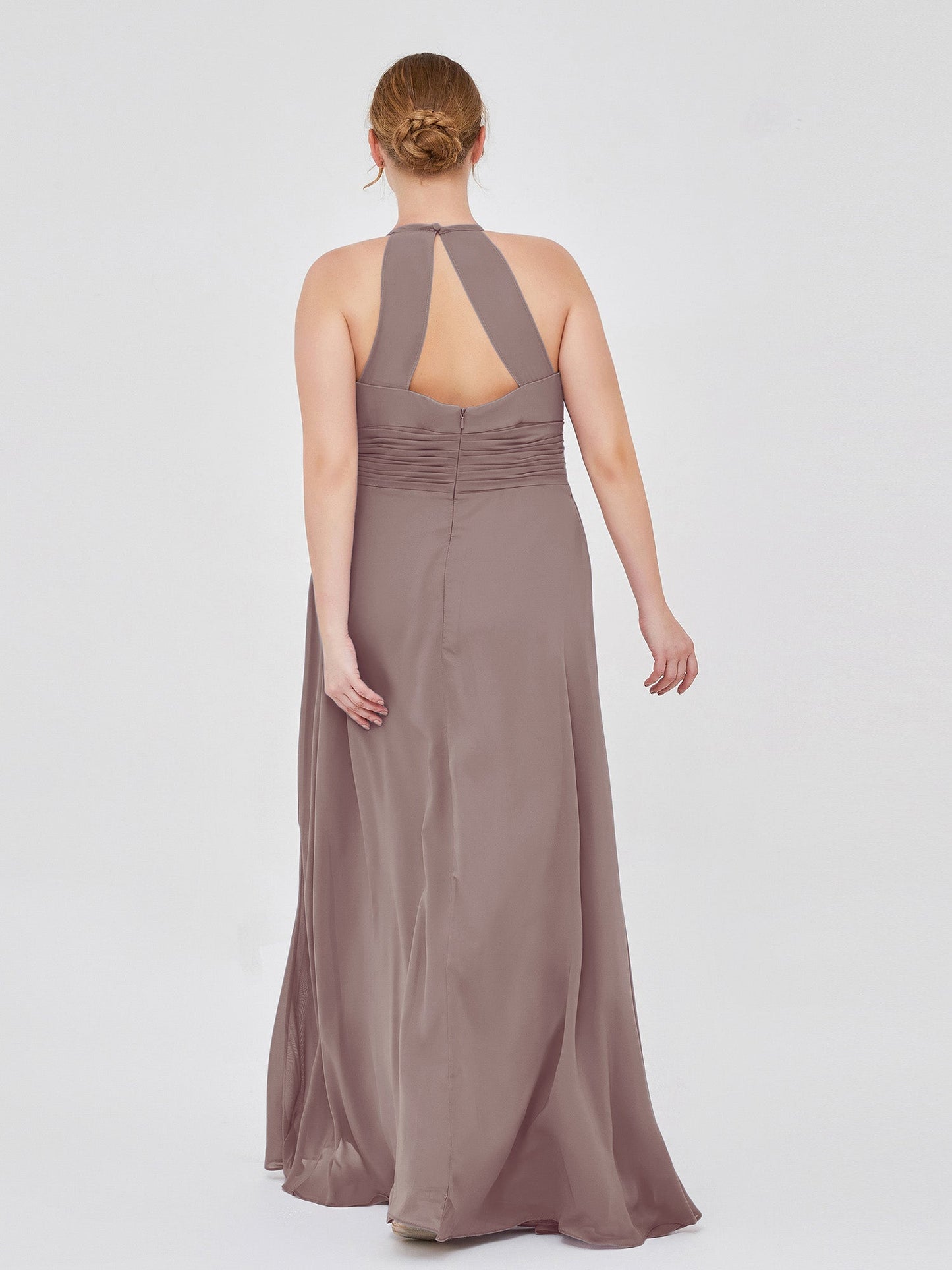 Halter Chiffon Maxi Dress of Bridesmaid Dusk