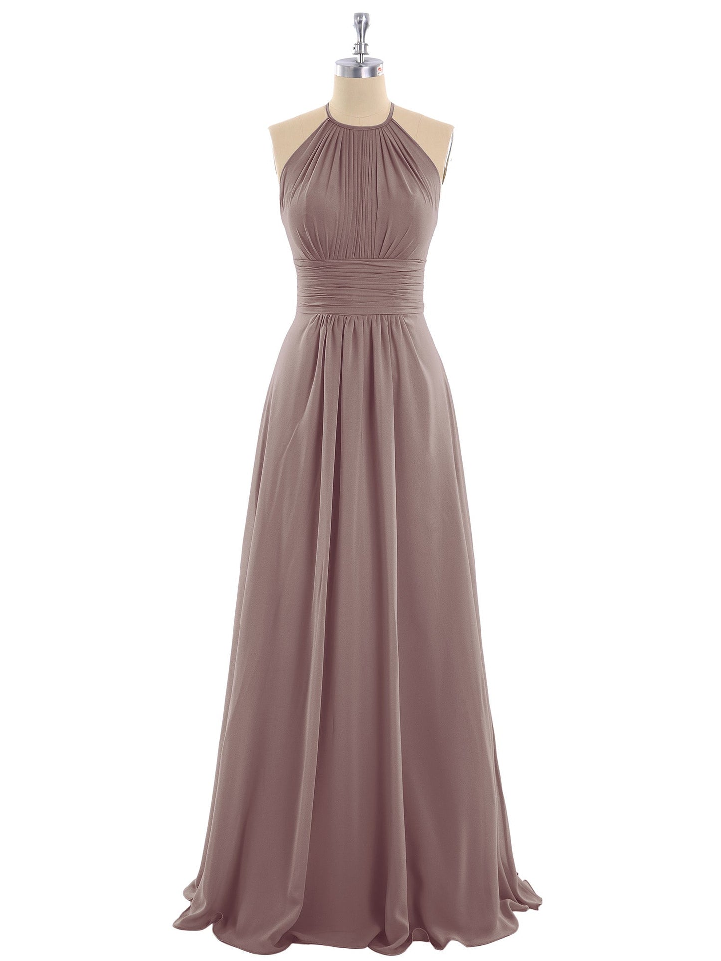 Halter Chiffon Maxi Dress of Bridesmaid Dusk
