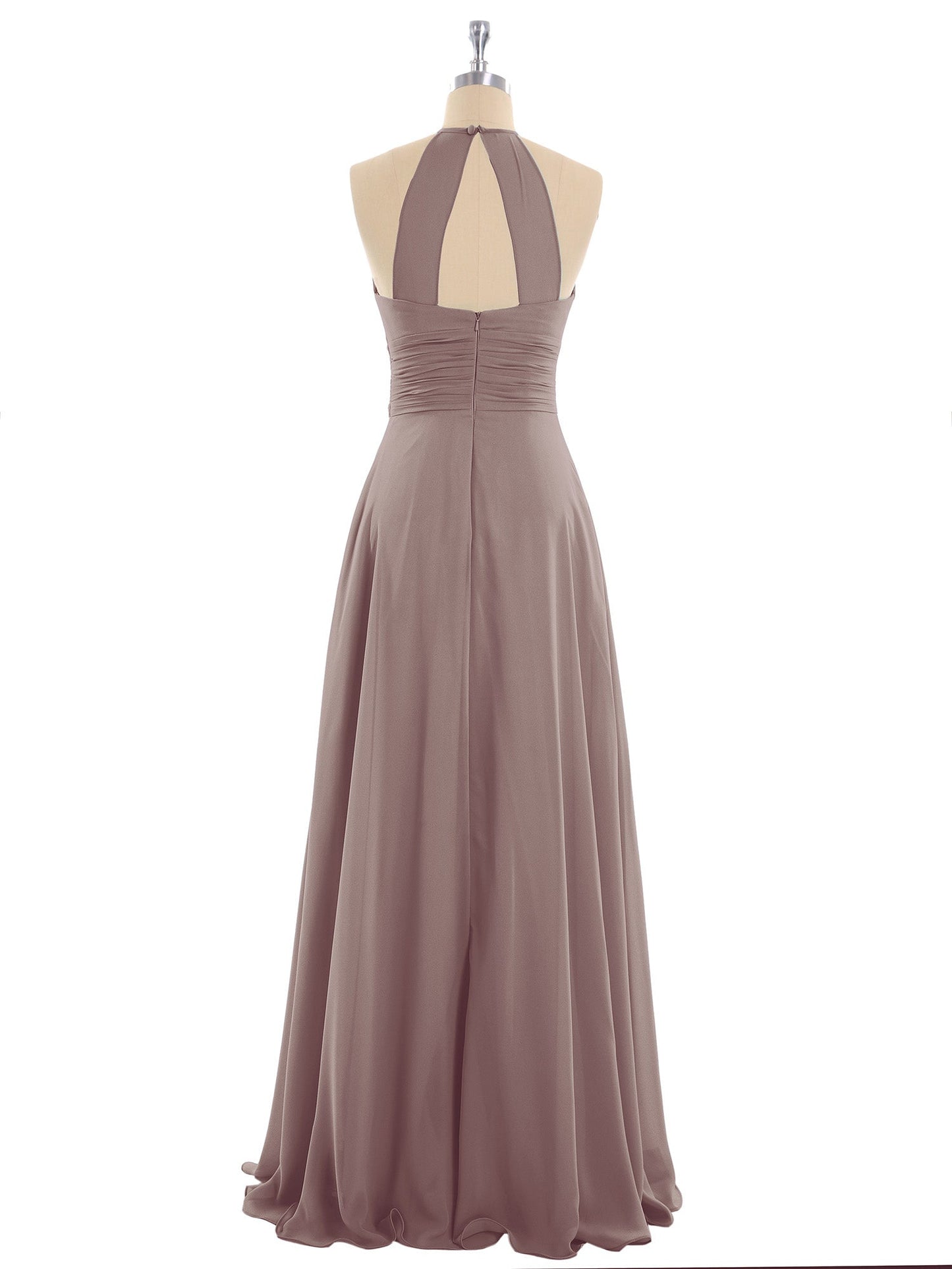 Halter Chiffon Maxi Dress of Bridesmaid Dusk