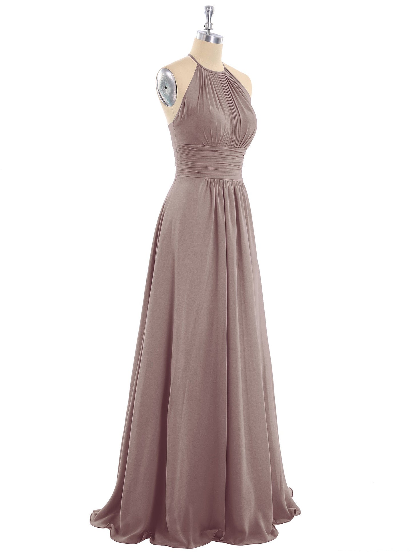 Halter Chiffon Maxi Dress of Bridesmaid Dusk