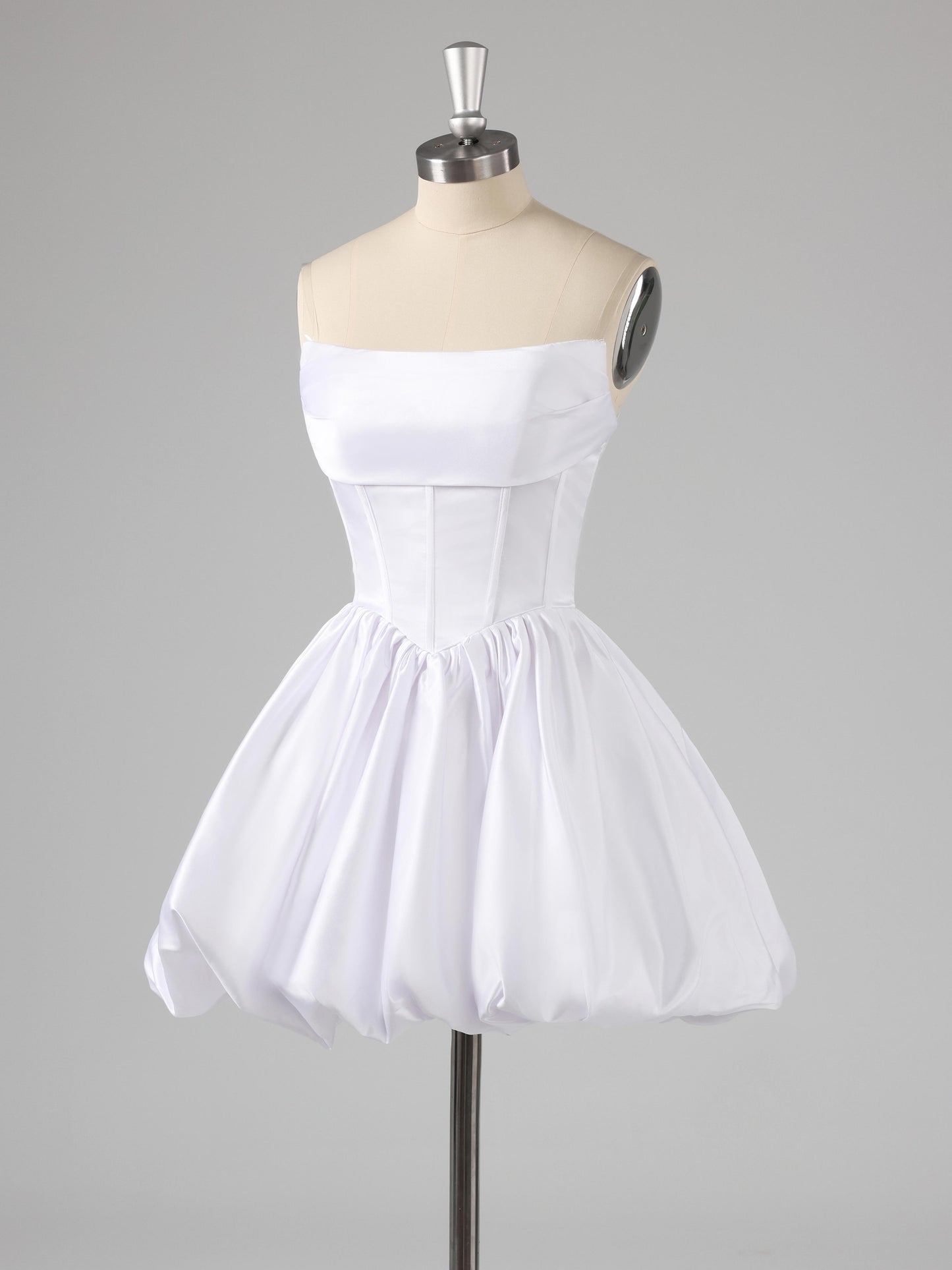 Galen Simple A-Line Strapless Satin Mini Party Dresses