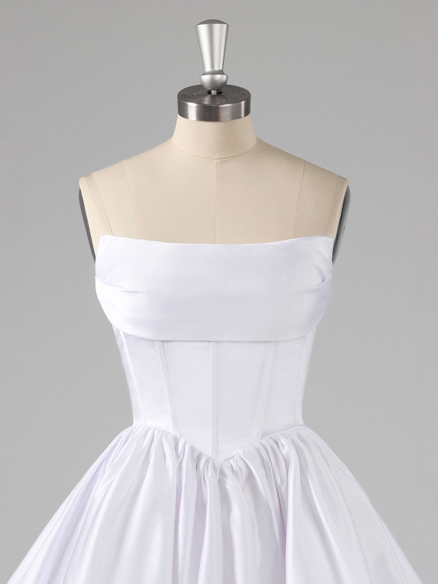 Galen Simple A-Line Strapless Satin Mini Party Dresses