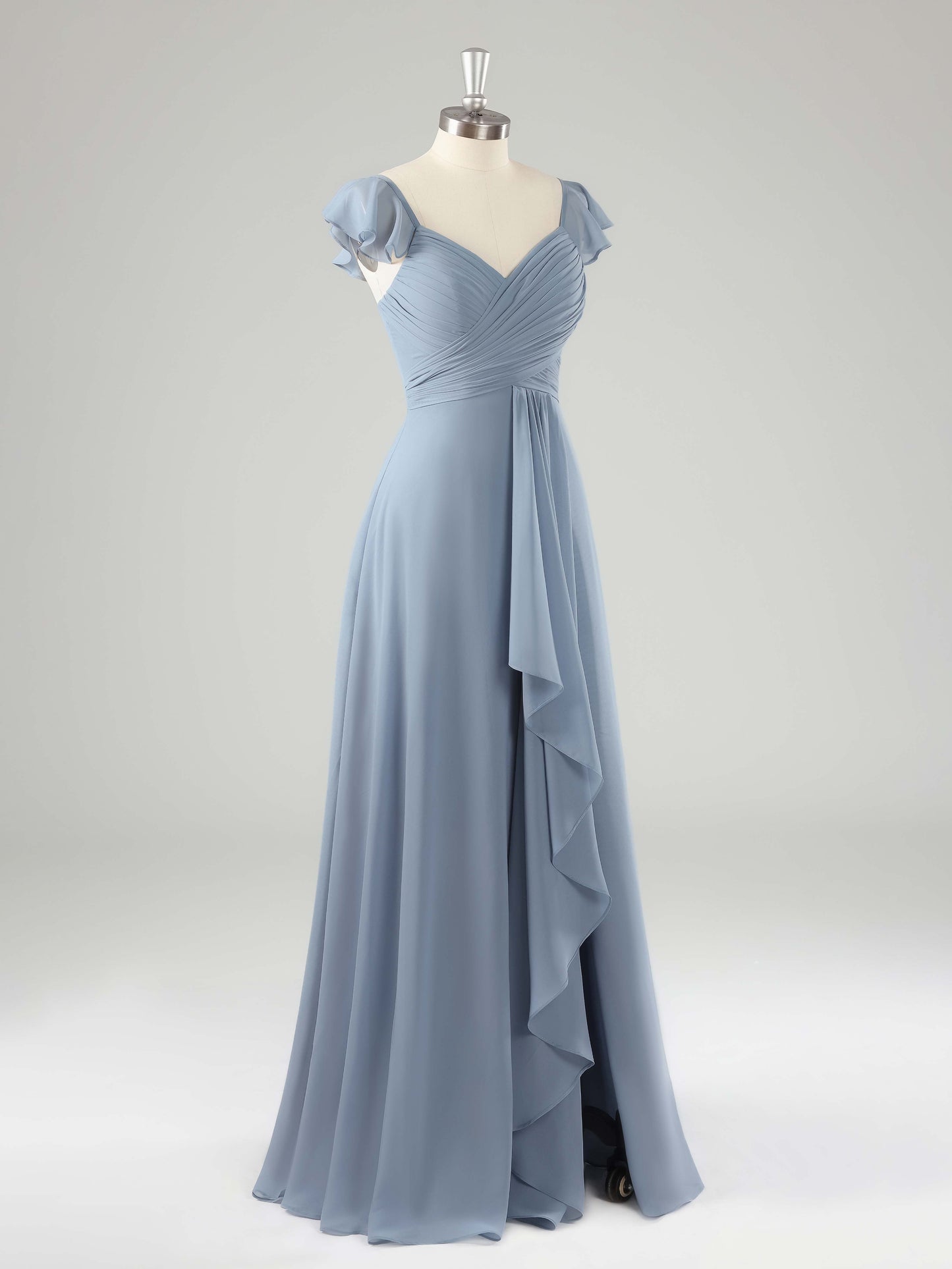 Lainey V-Neck A-line Floor Length Bridesmaid Dresses with Slit
