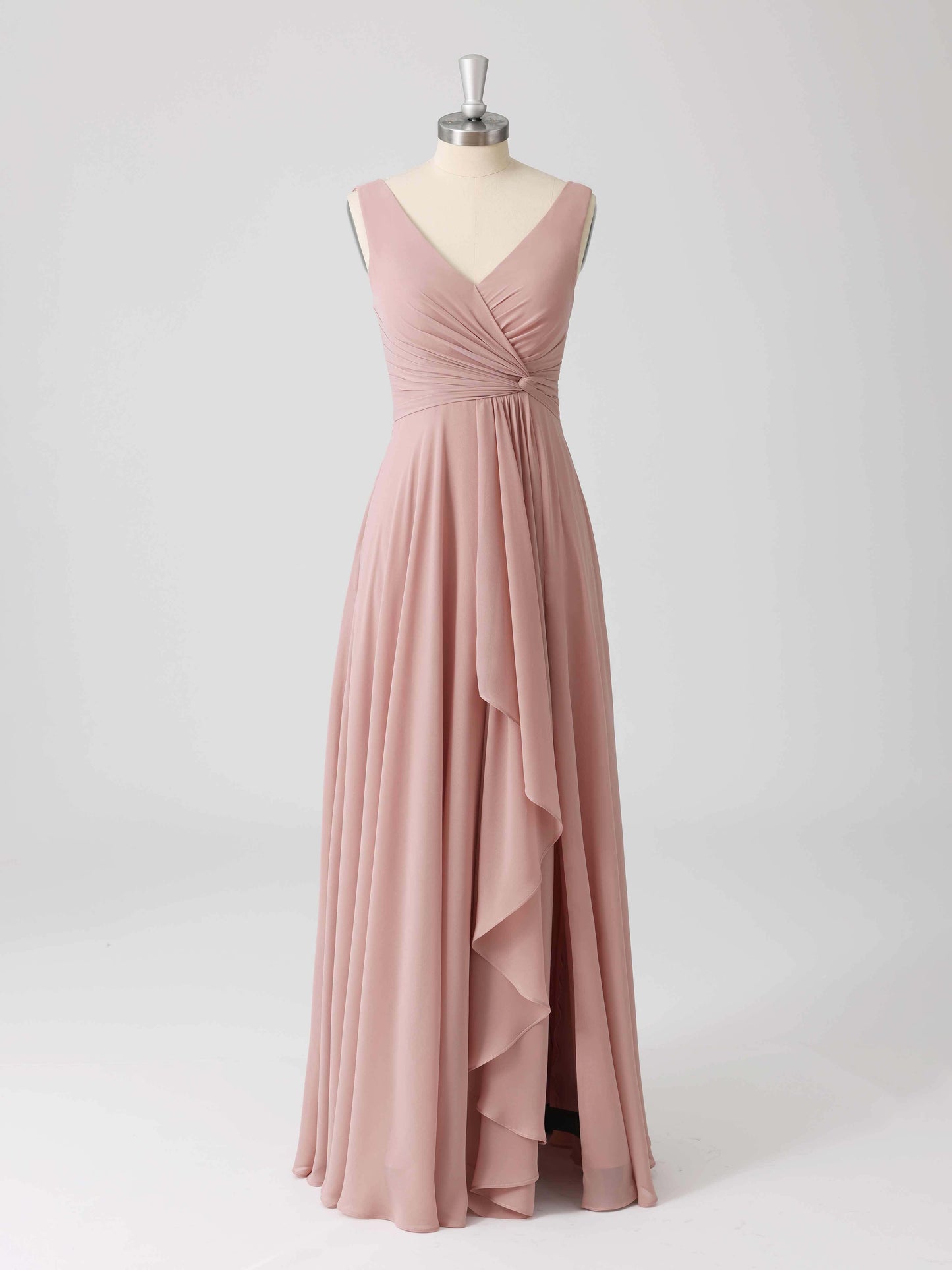 Laverna A-line V-Neck Sleeveless Asymmetrical Bridesmaid Dresses