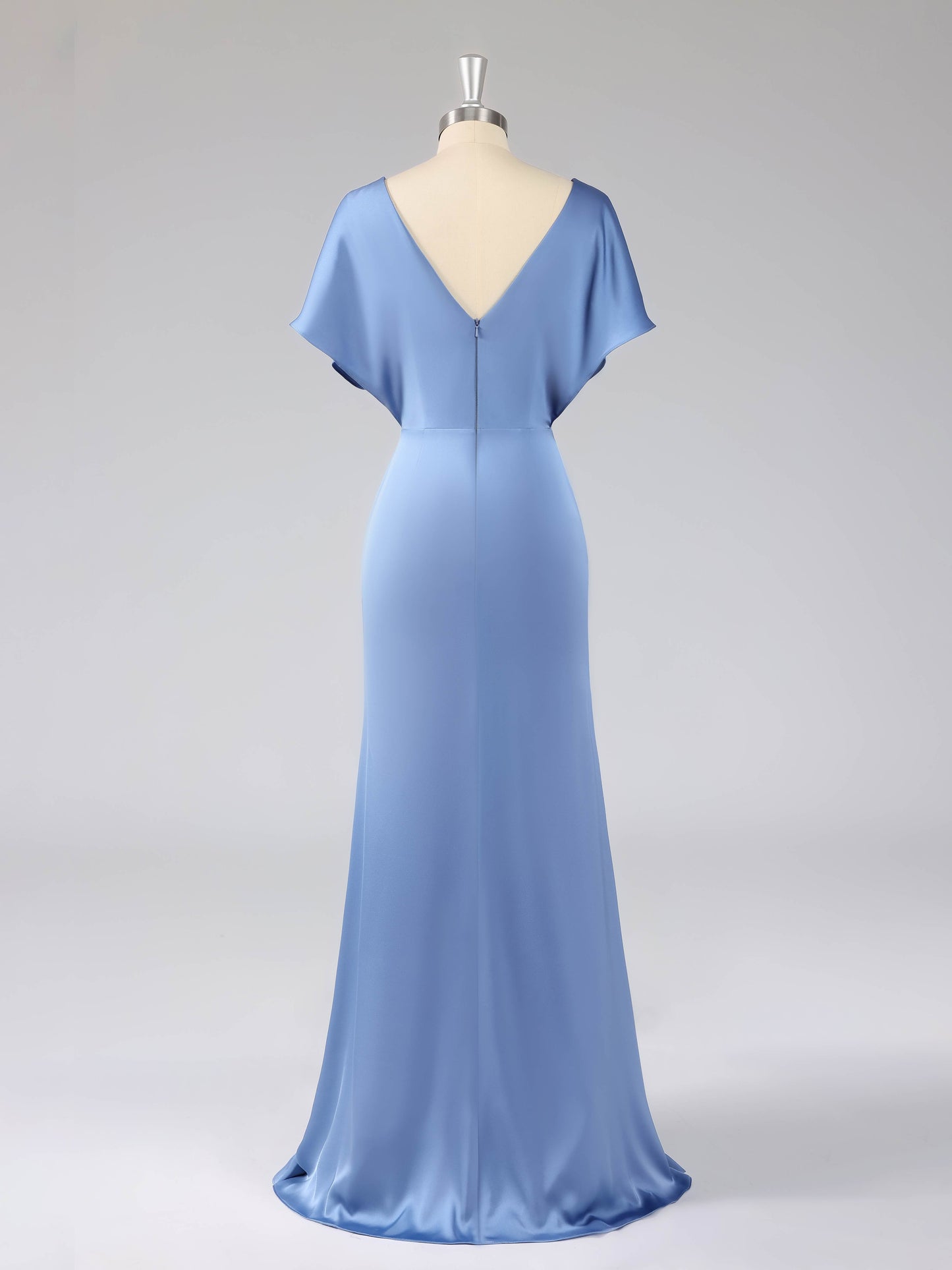 Leona Simple V-Neck Flutter Sleeves Long Bridesmaid Dresses
