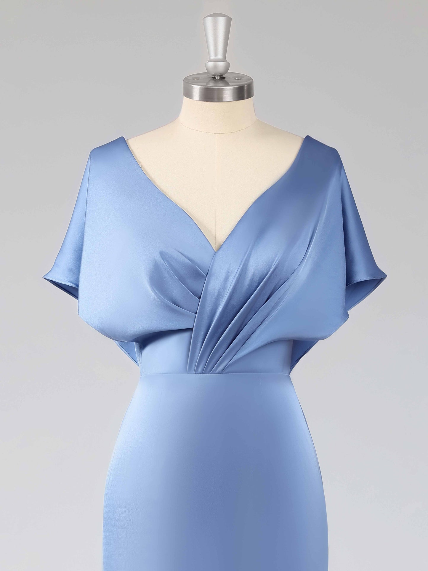Leona Simple V-Neck Flutter Sleeves Long Bridesmaid Dresses