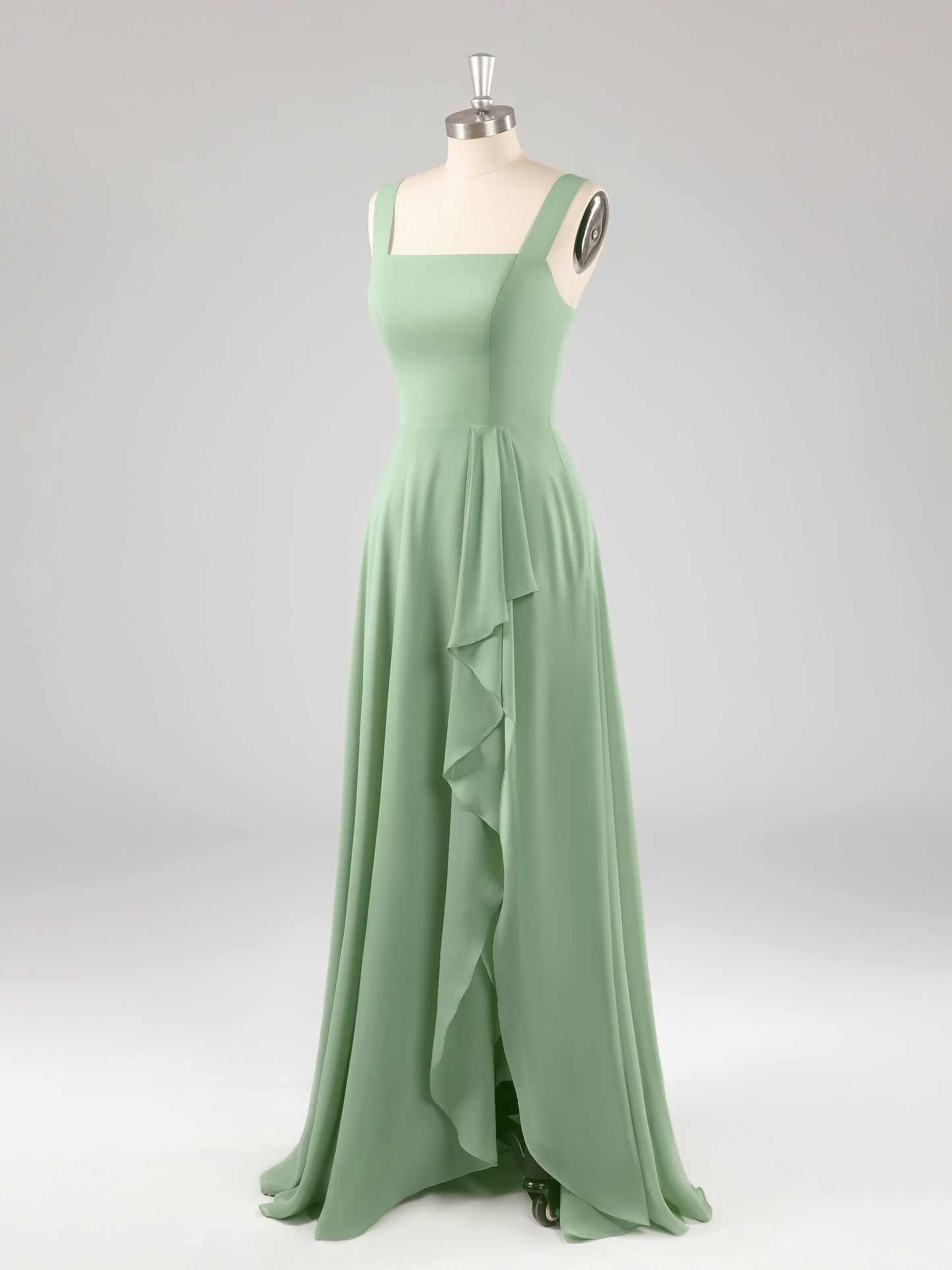 Linnea Square Neckline Sleeveless Ruffles Bridesmaid Dresses