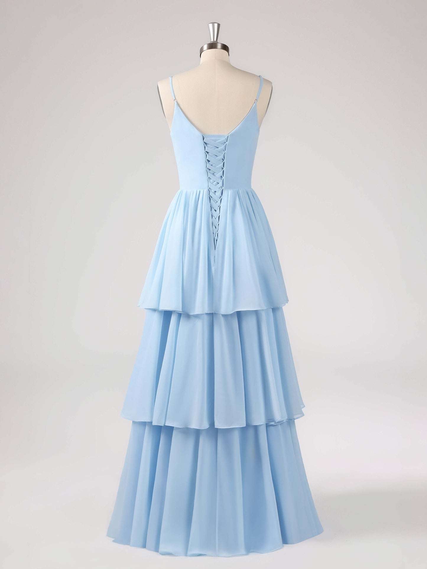 Lorelei Charming V Neck Tiered Chiffon Bridesmaid Dresses