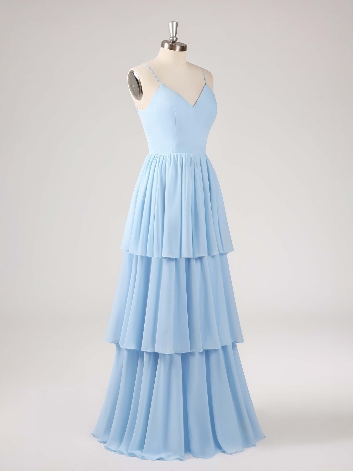 Lorelei Charming V Neck Tiered Chiffon Bridesmaid Dresses