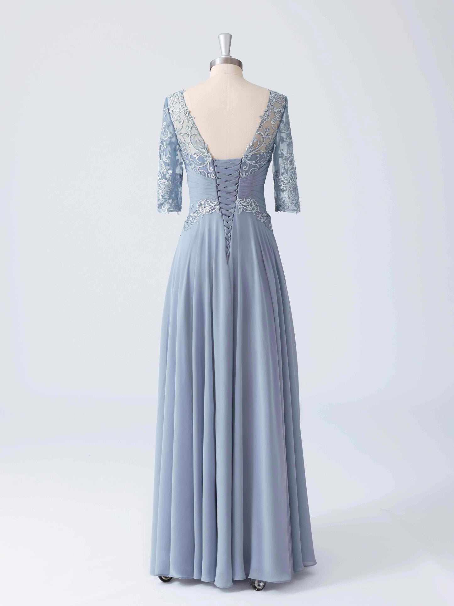 Mabel Modest Illusion Neckline Lace Appliqued A-line Dress
