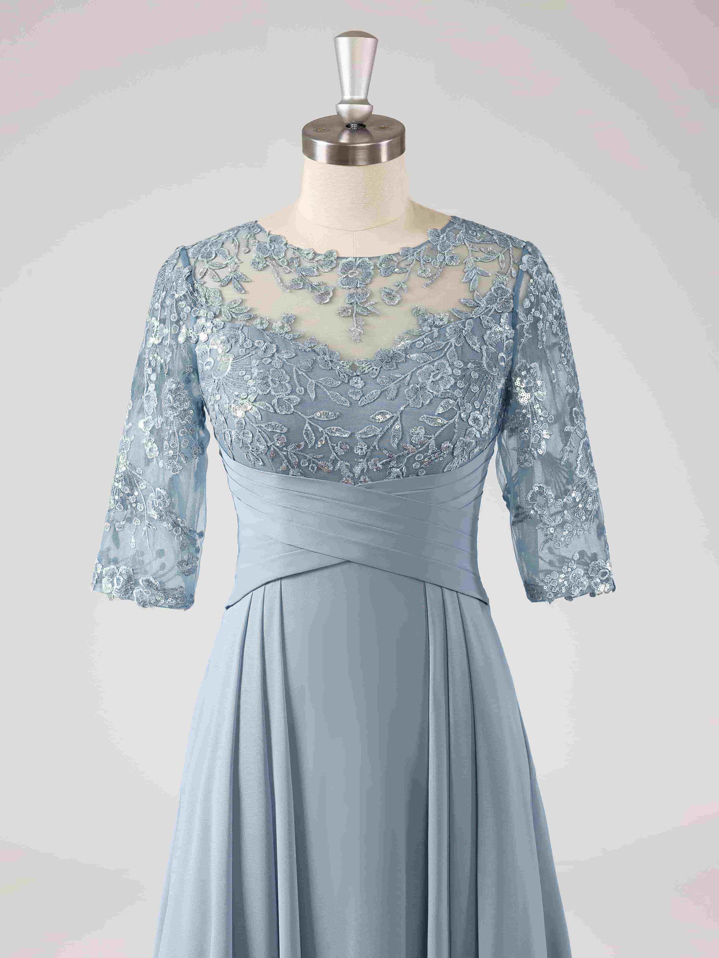Maisie Illusion Neckline A-line Asymmetrical Dresses with Sequins