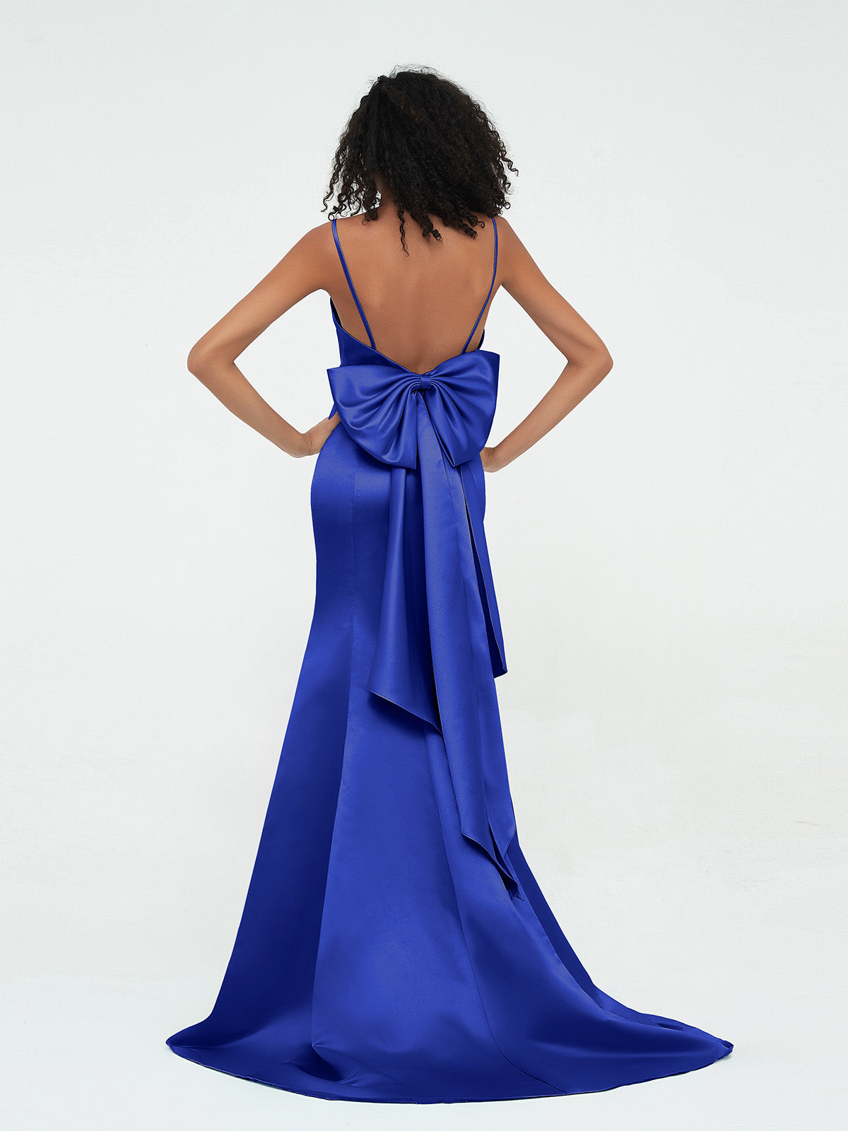 Spaghetti Straps Satin Mermaid Dresses-Royal Blue