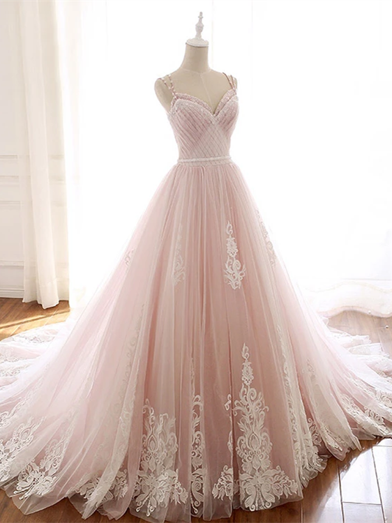 Elegant Tulle A-line Prom Dresses With Beads And Appliques