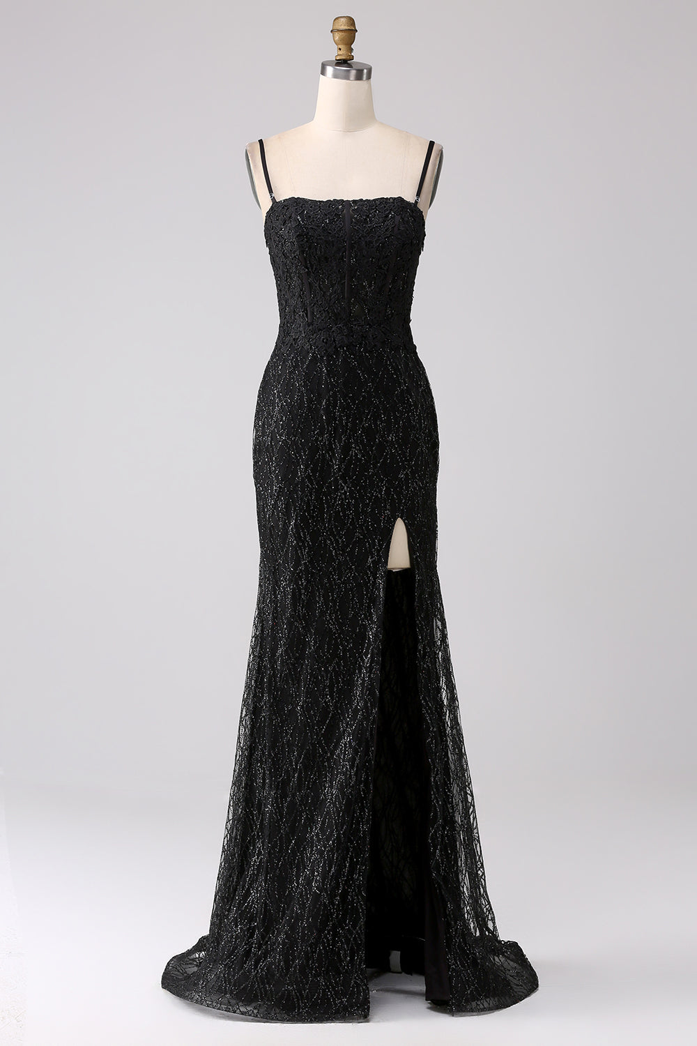 Black Mermaid Cold Shoulder Long Prom Dress with Slit