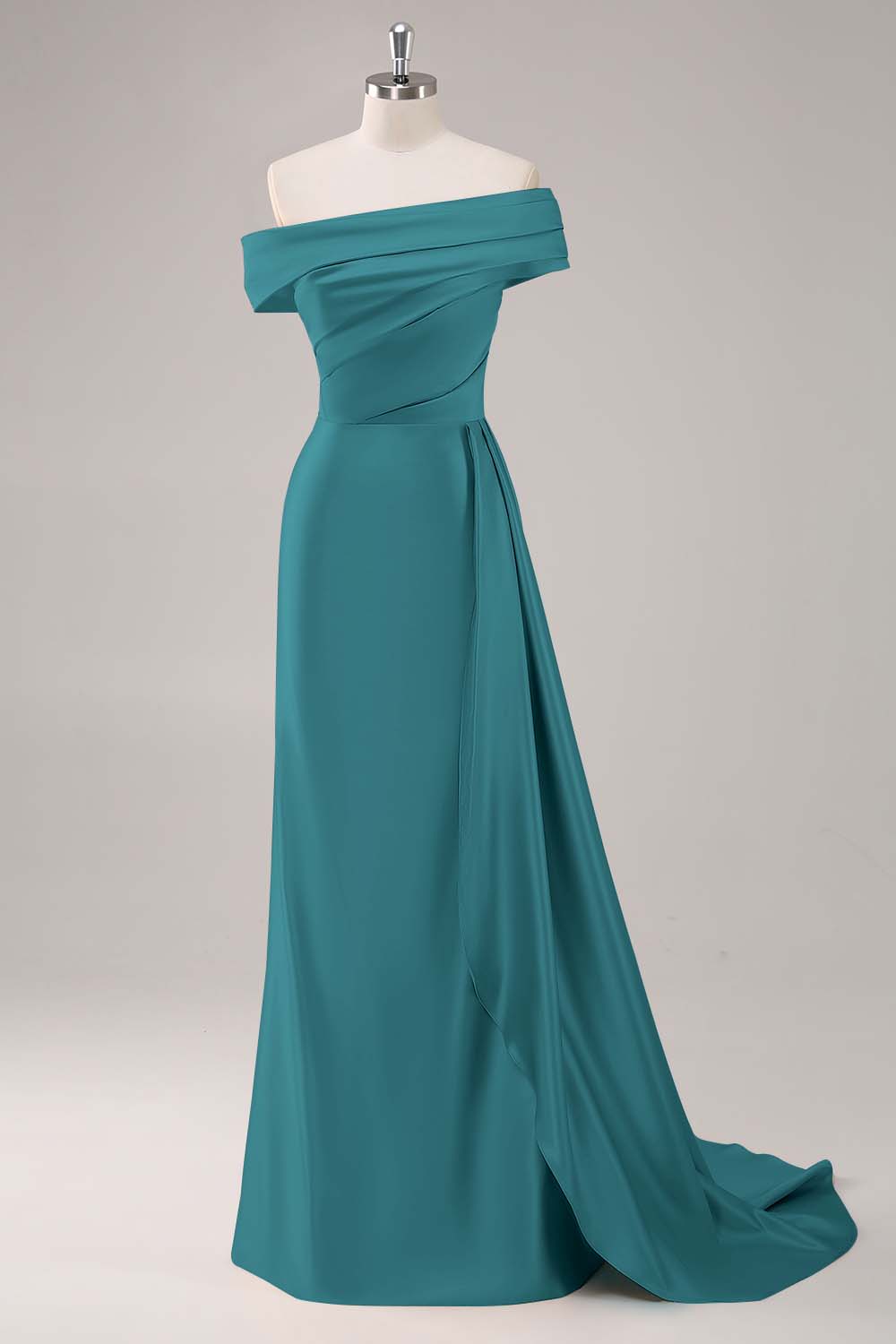Dusk Sheath One Shoulder Long Formal Dress with Streamer