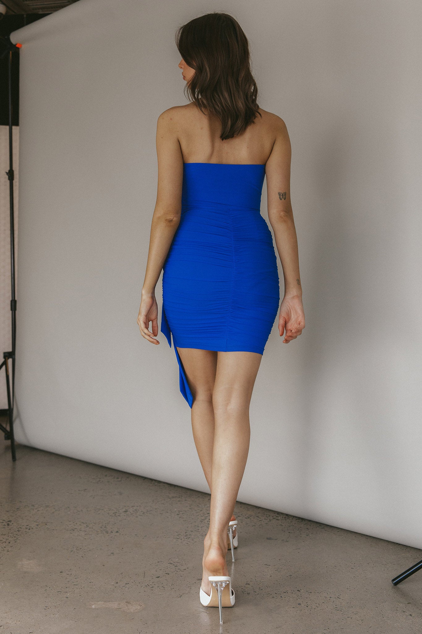 Unstoppable Strapless Knot Accent Mini Dress Blue