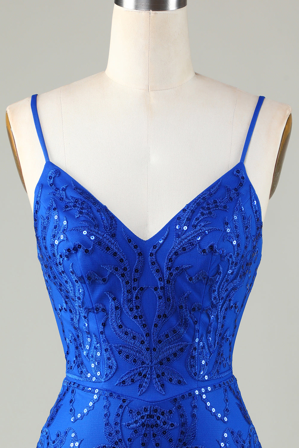 Sparkly Royal Blue Sequins Spaghetti Straps Tight Short Homecoming Dresses