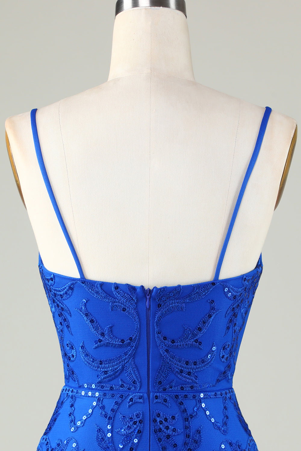 Sparkly Royal Blue Sequins Spaghetti Straps Tight Short Homecoming Dresses
