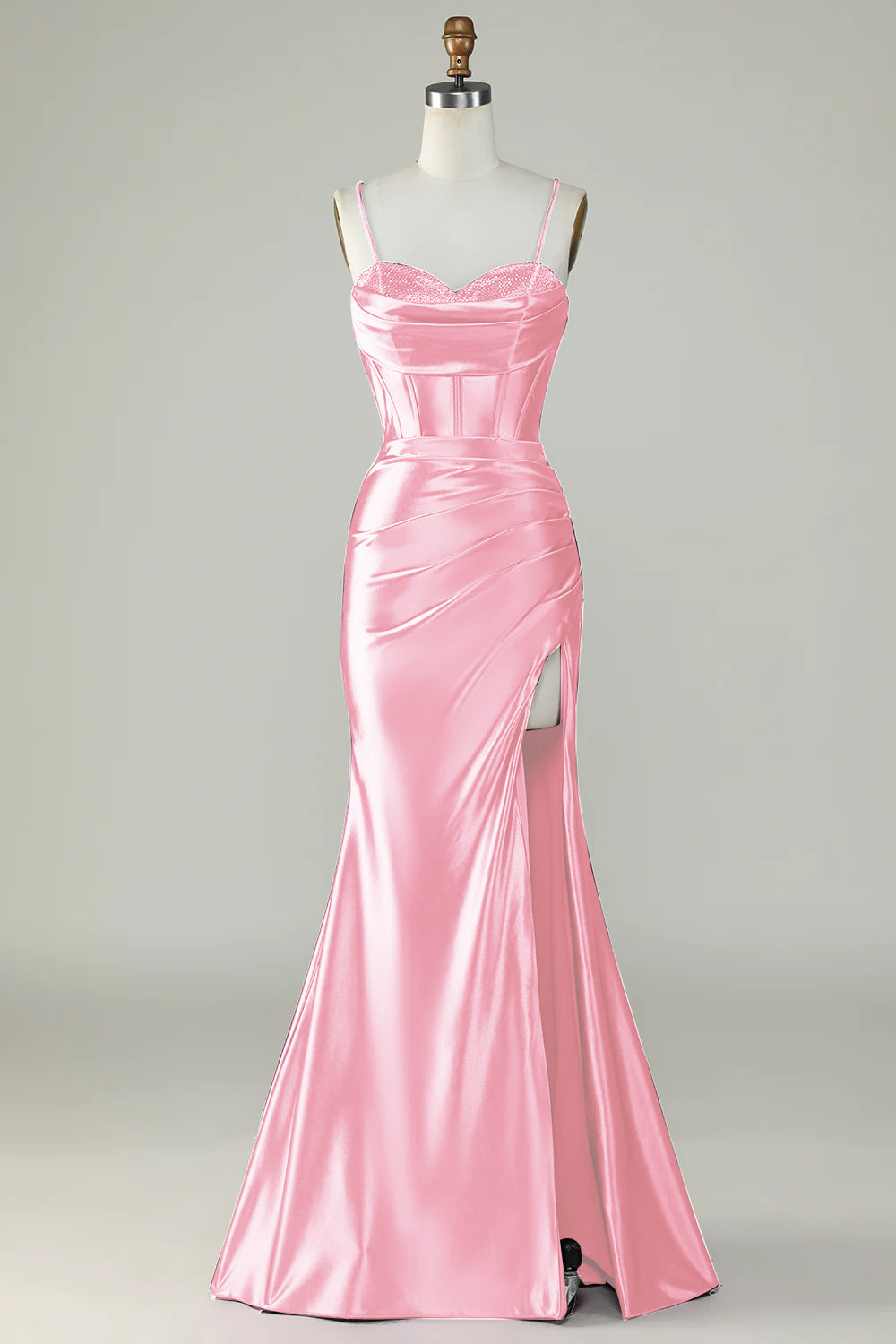 Royal Blue Mermaid Spaghetti Straps Long Prom Dress With Slit