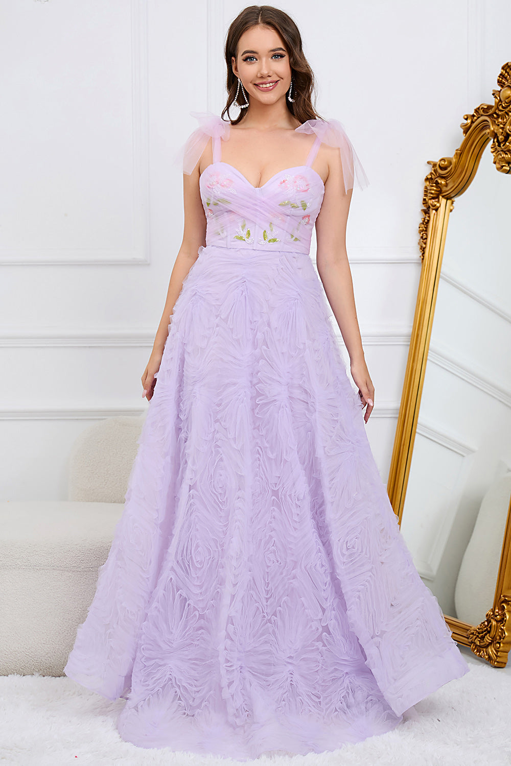 Light Green A-Line Prom Dress With Embroidery